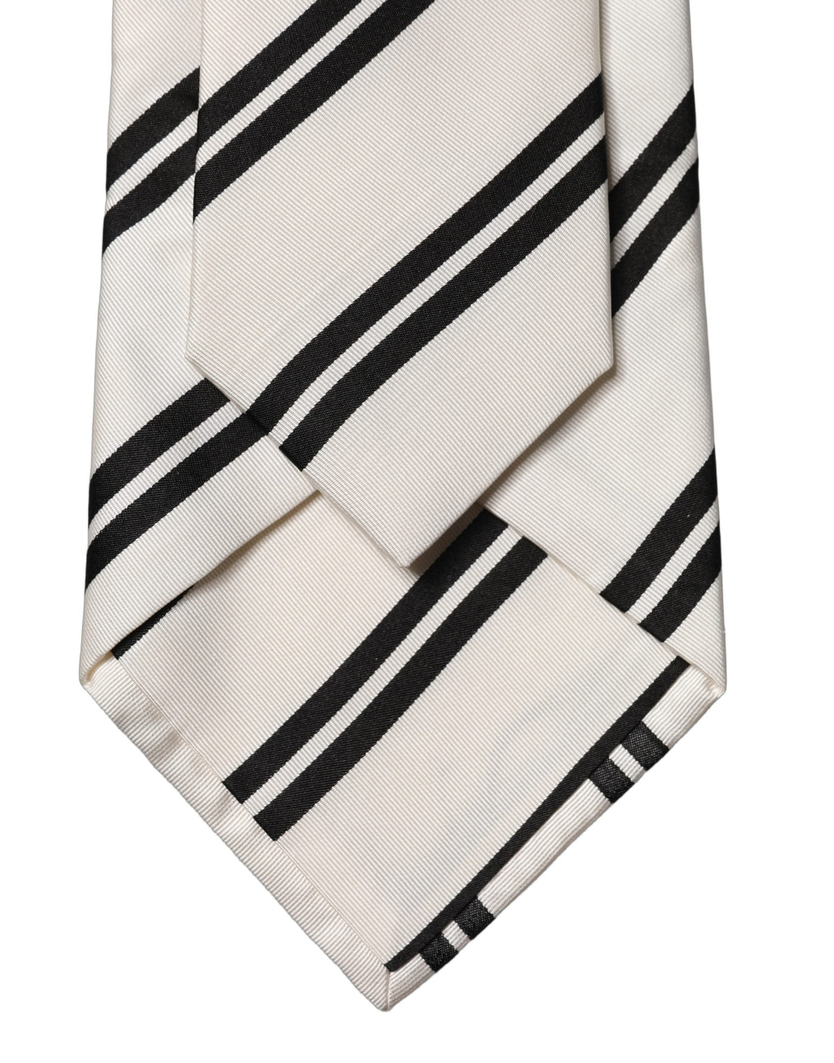 Dolce & Gabbana White Black Stripes Silk Adjustable Women NeckWomen's Women's Tie