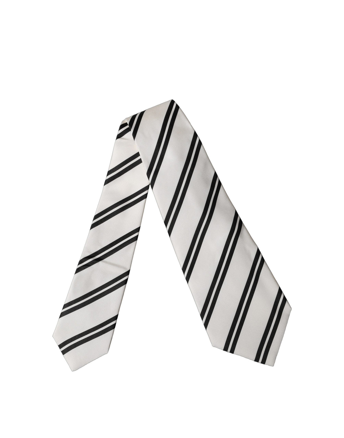 Dolce & Gabbana White Black Stripes Silk Adjustable Women NeckWomen's Women's Tie