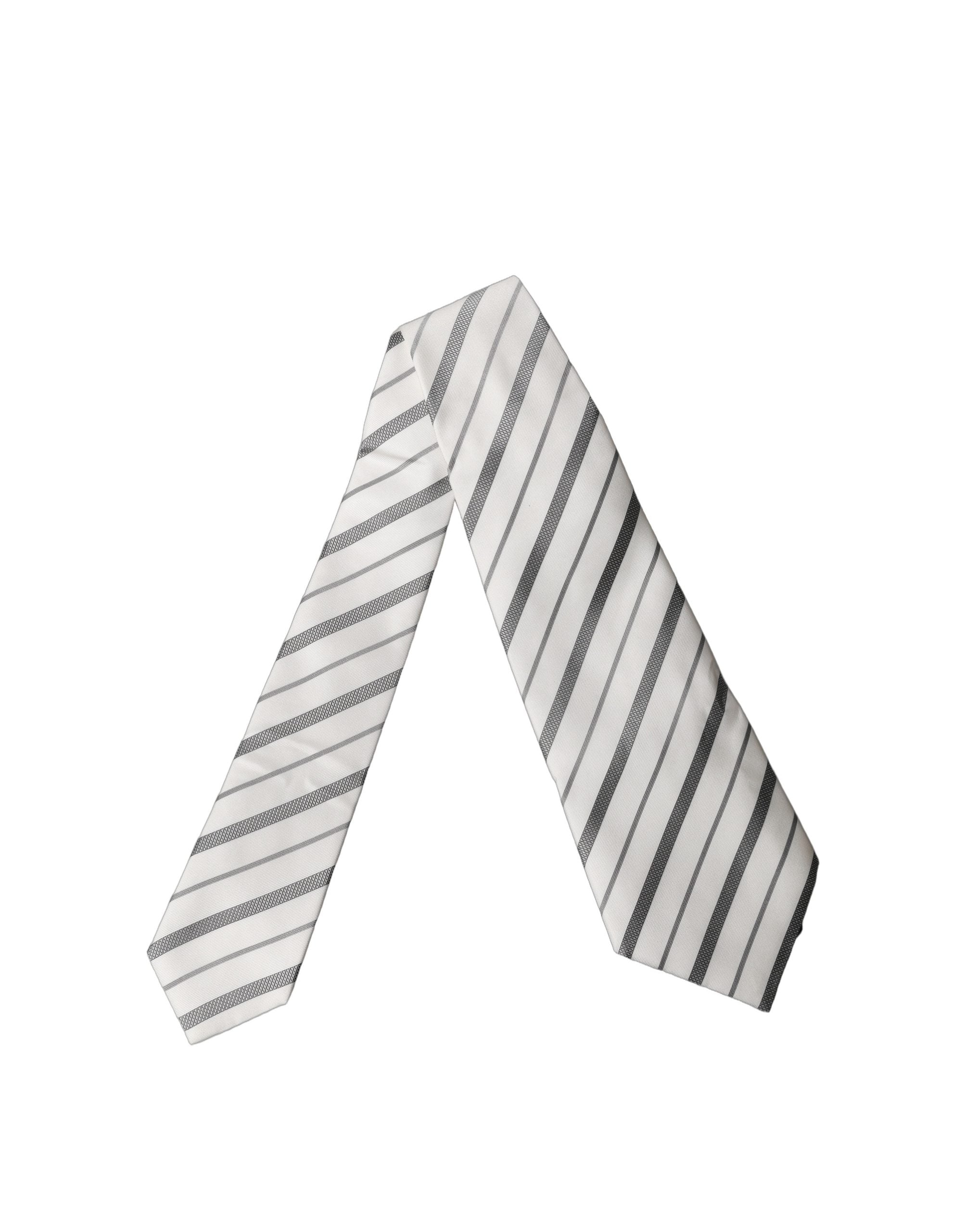 Dolce & Gabbana Gray White Stripes Silk Adjustable Women NeckWomen's Women's Tie