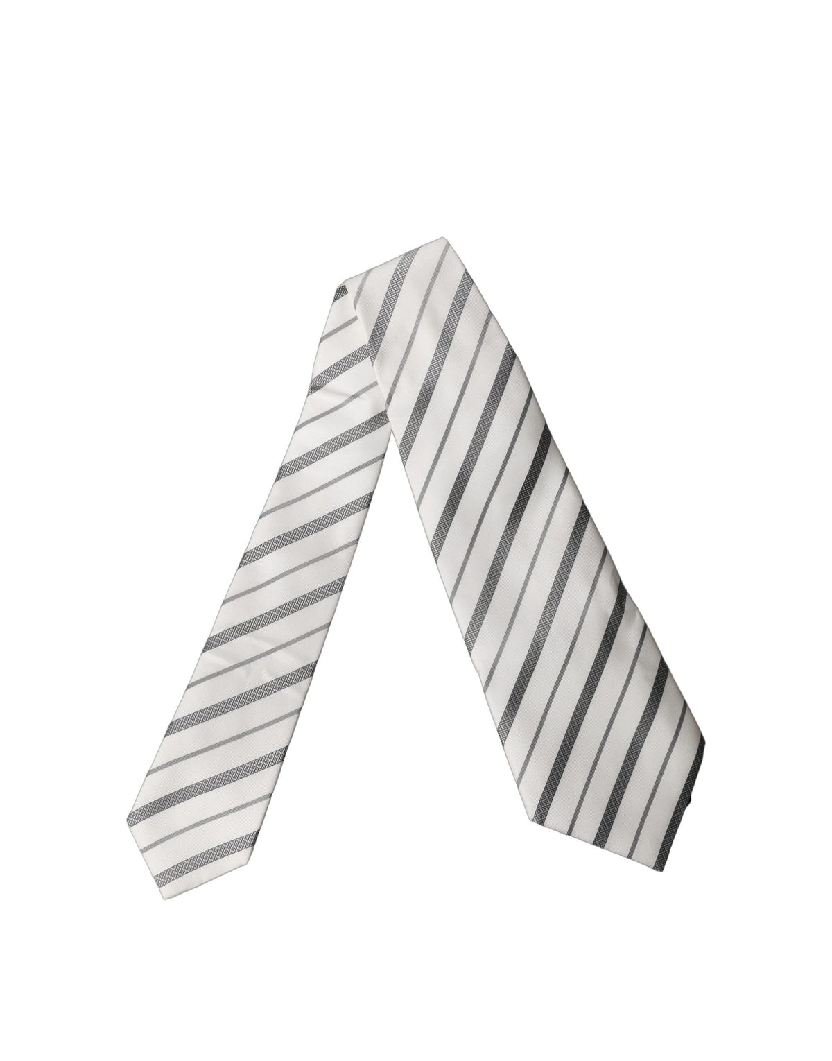 Dolce & Gabbana Gray White Stripes Silk Adjustable Women NeckWomen's Women's Tie