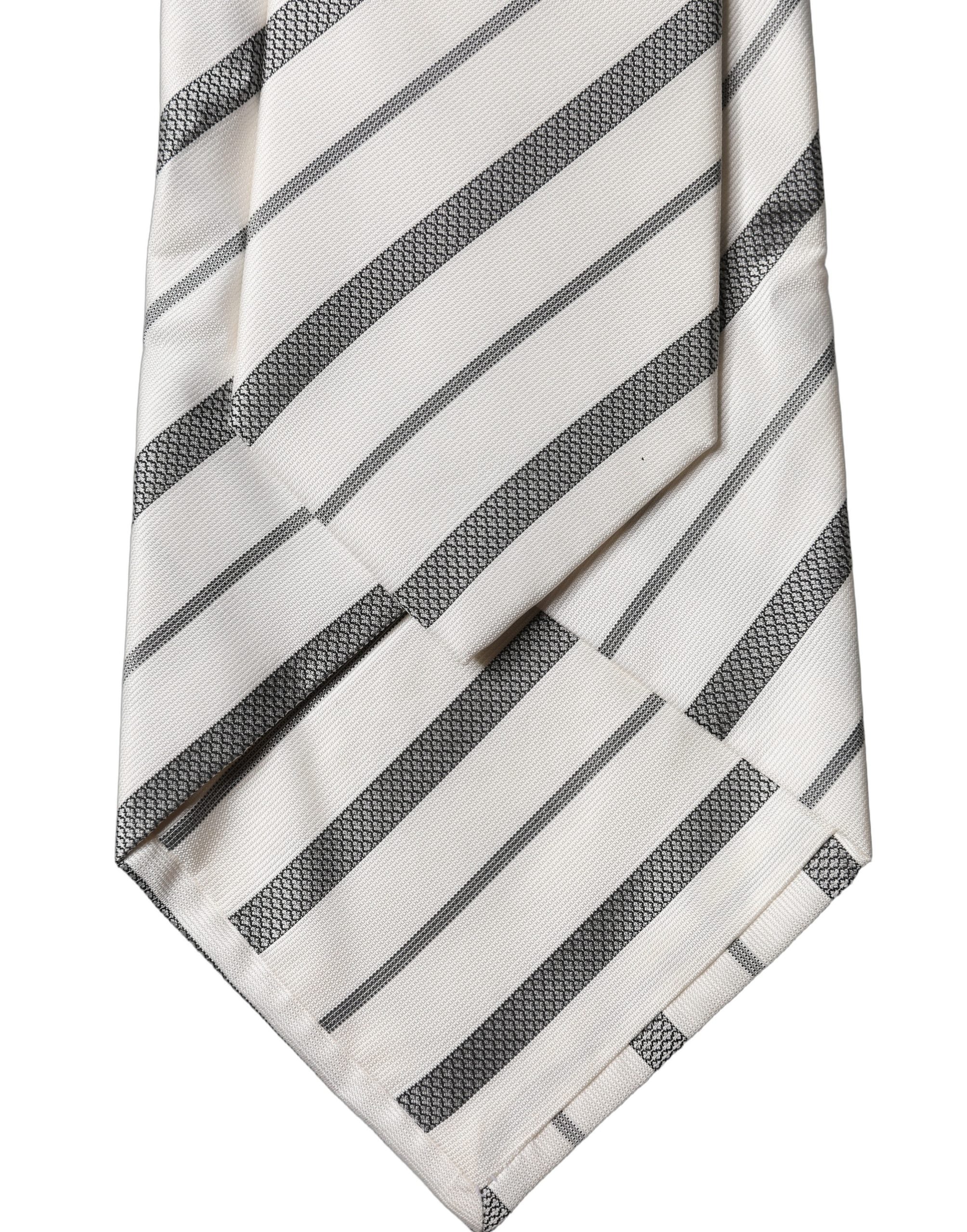 Dolce & Gabbana Gray White Stripes Silk Adjustable Women NeckWomen's Women's Tie