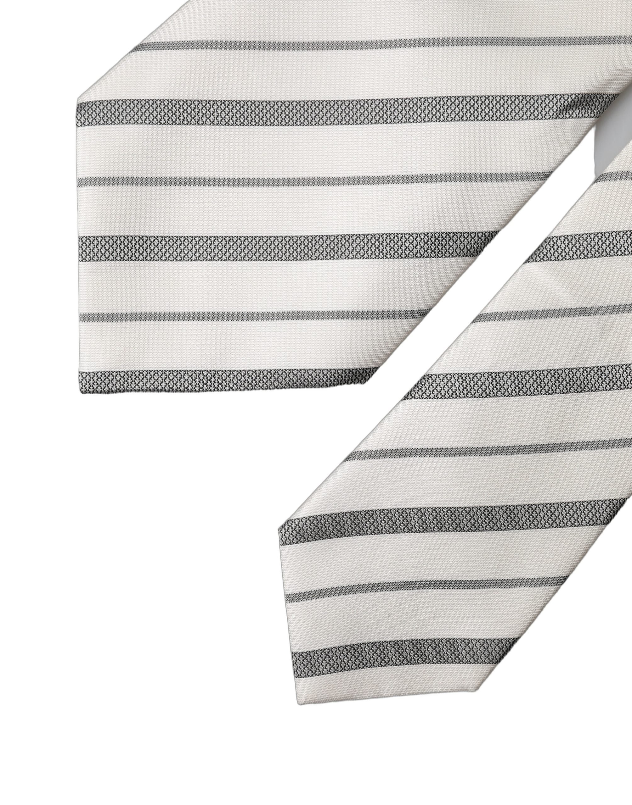 Dolce & Gabbana Gray White Stripes Silk Adjustable Women NeckWomen's Women's Tie