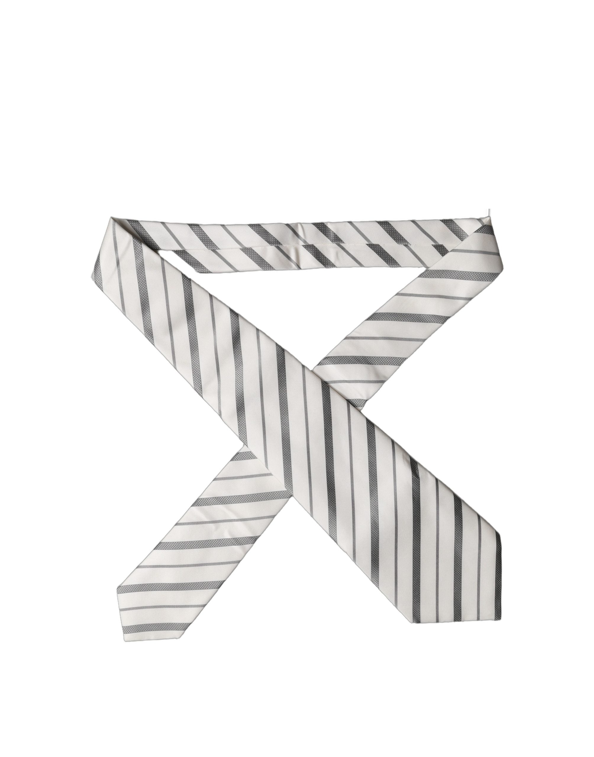 Dolce & Gabbana Gray White Stripes Silk Adjustable Women NeckWomen's Women's Tie