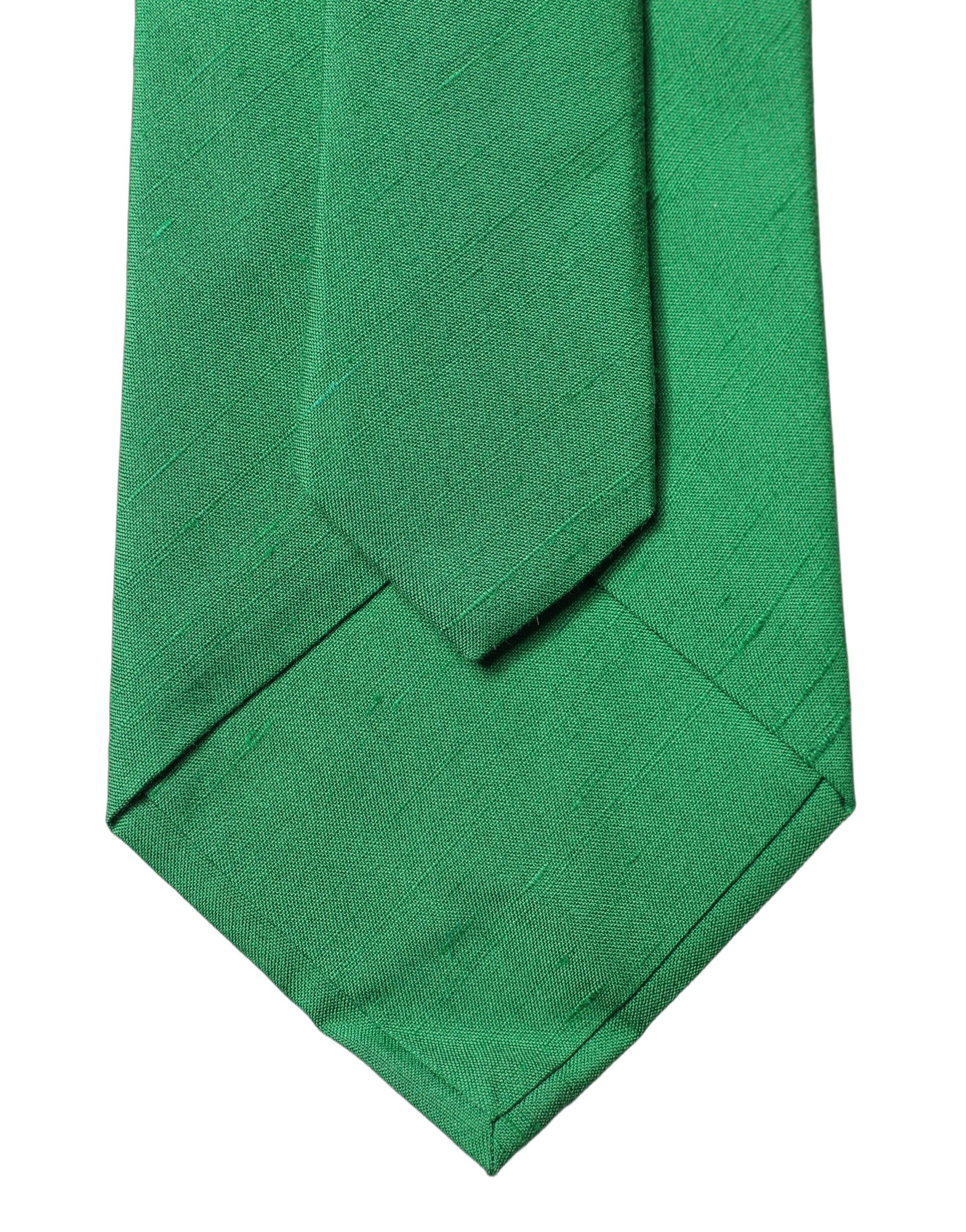 Dolce & Gabbana Green Solid Silk Cotton Adjustable Women NeckWomen's Women's Tie