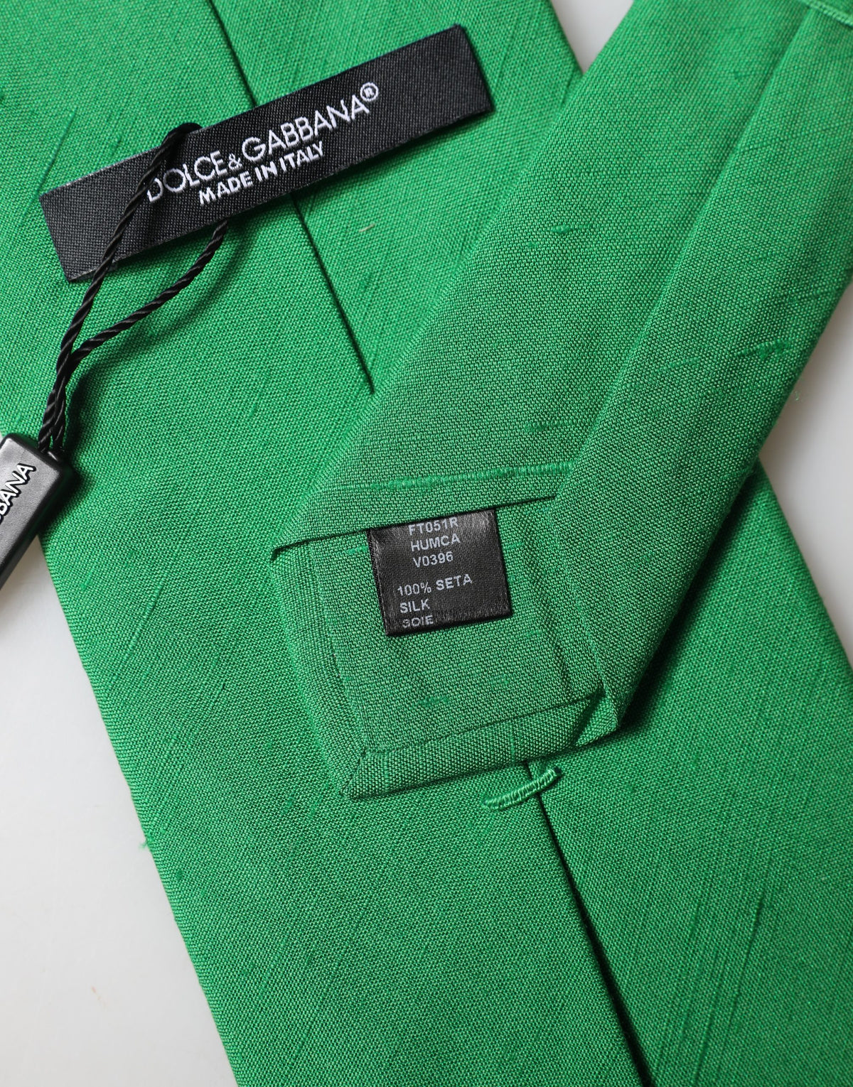 Dolce & Gabbana Green Solid Silk Cotton Adjustable Women NeckWomen's Women's Tie