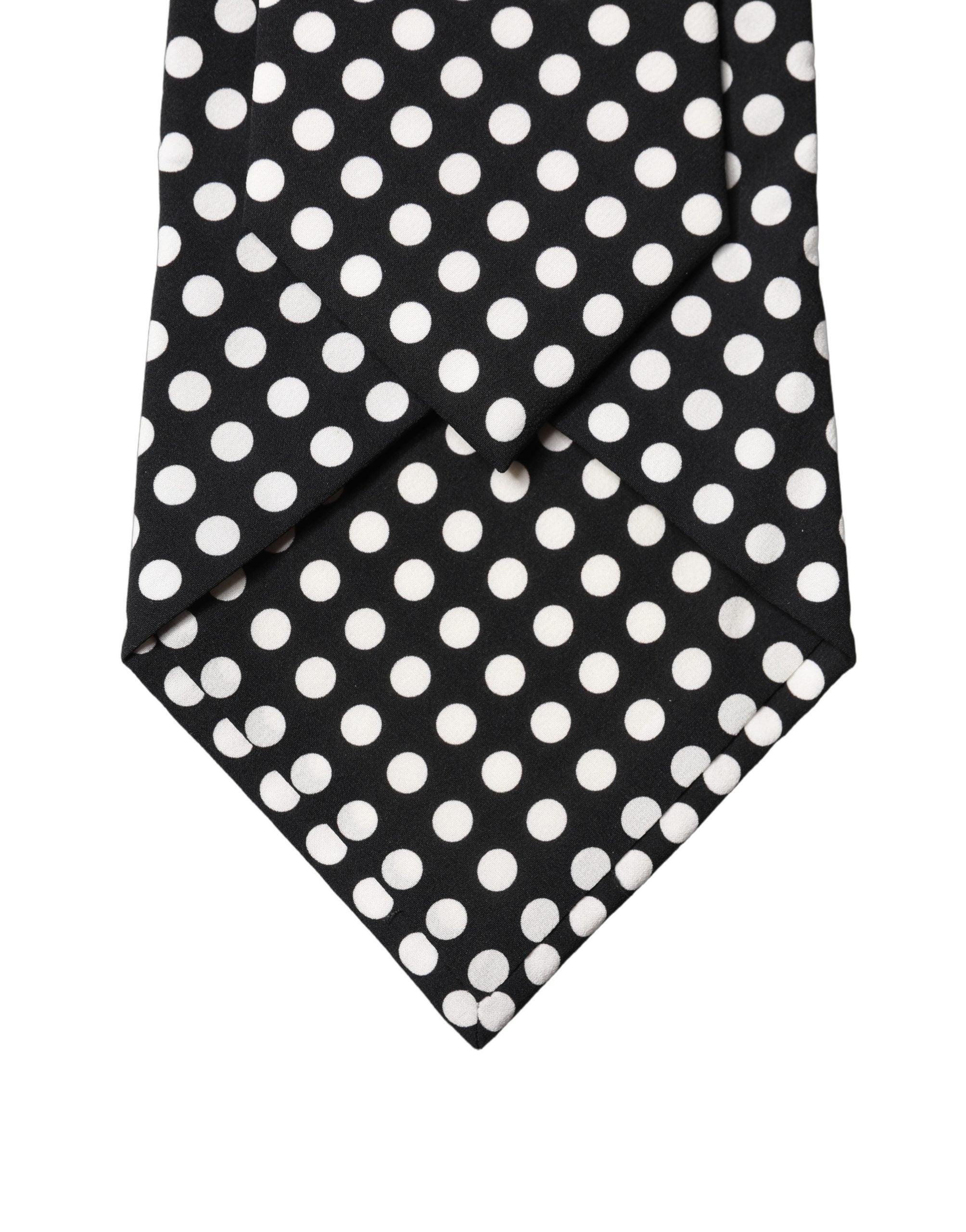 Dolce & Gabbana Dark Gray White Polka Dot Silk Adjustable Women NeckWomen's Women's Tie