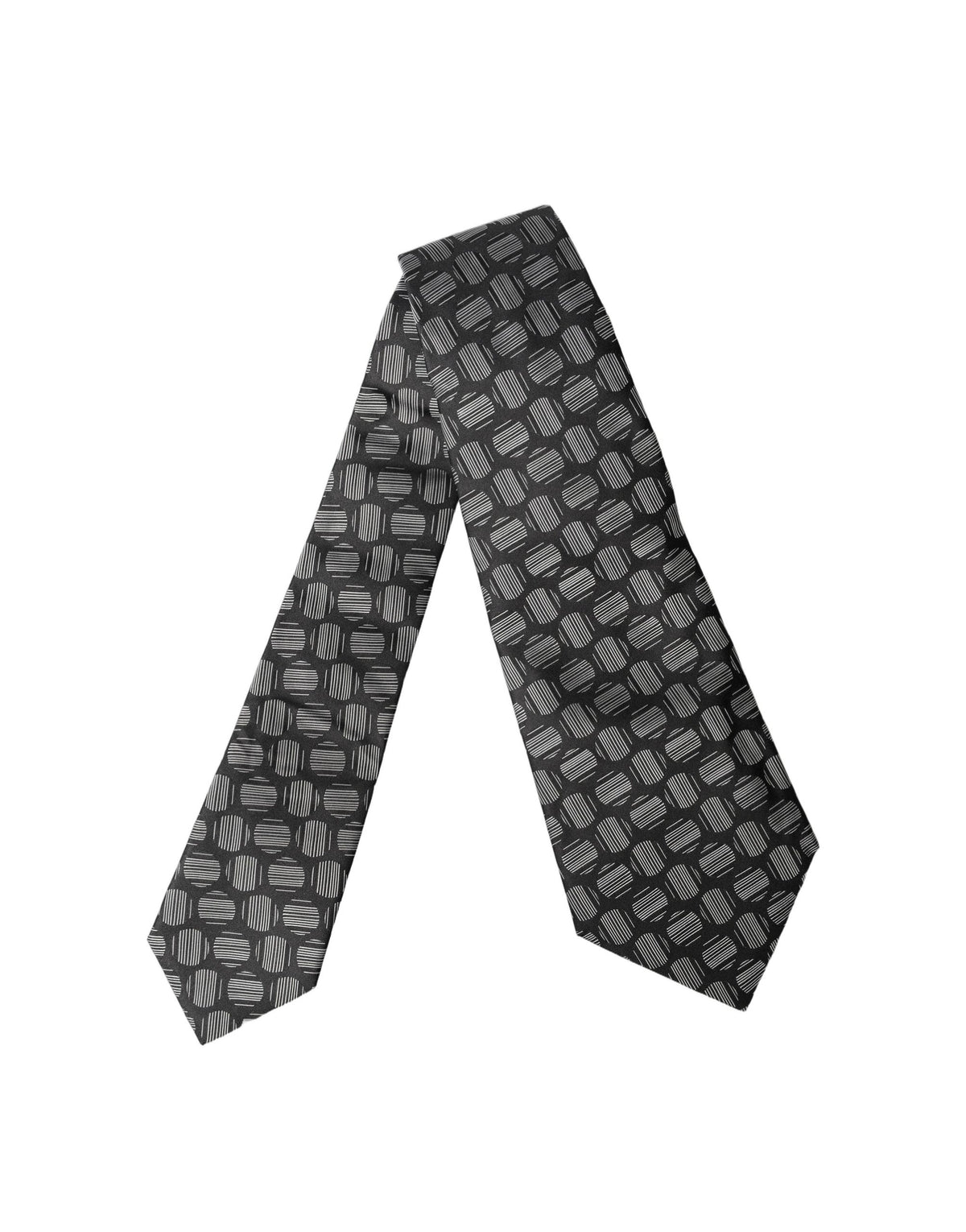 Dolce & Gabbana Dark Gray White Geometric Silk Adjustable Women NeckWomen's Women's Tie