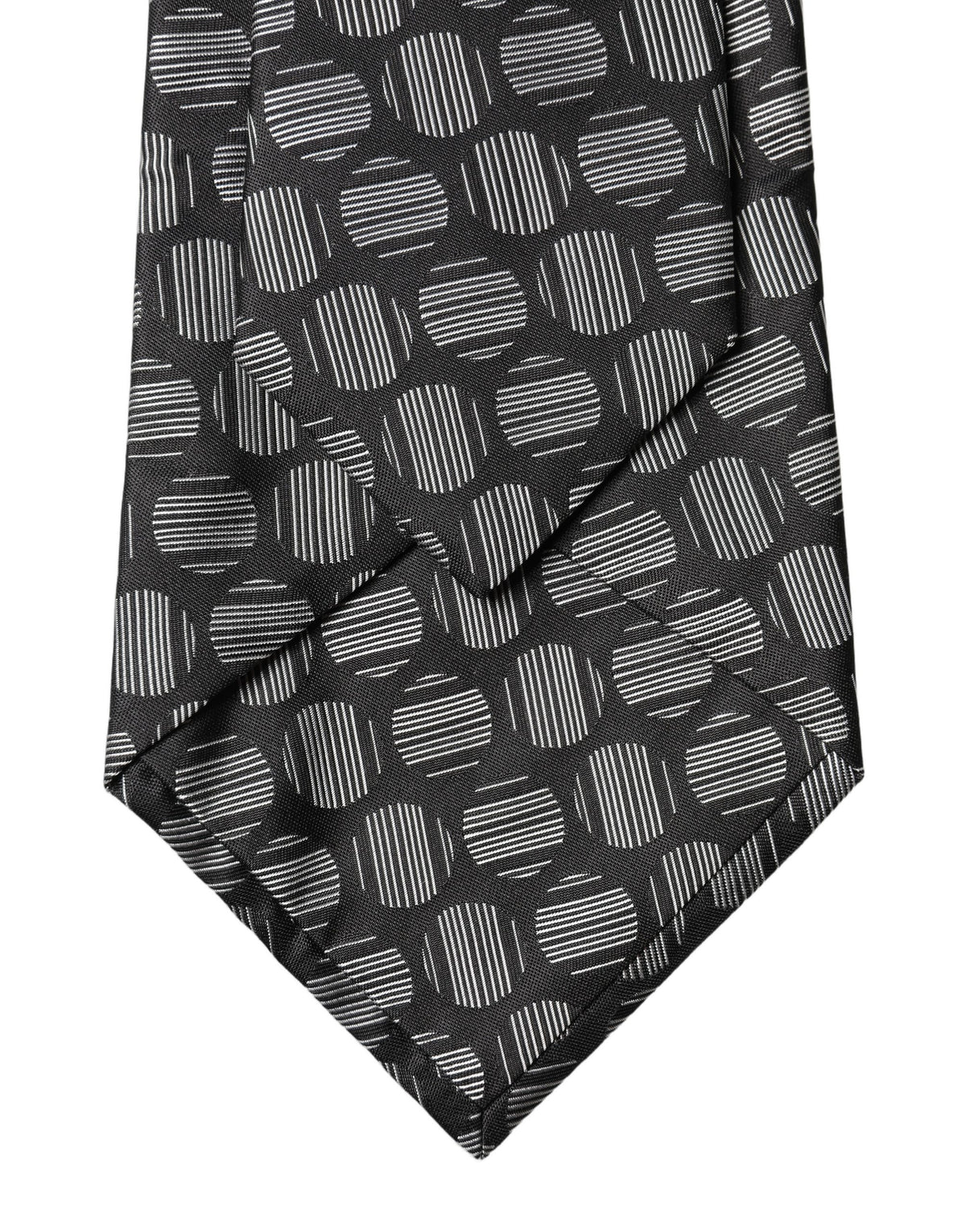 Dolce & Gabbana Dark Gray White Geometric Silk Adjustable Women NeckWomen's Women's Tie