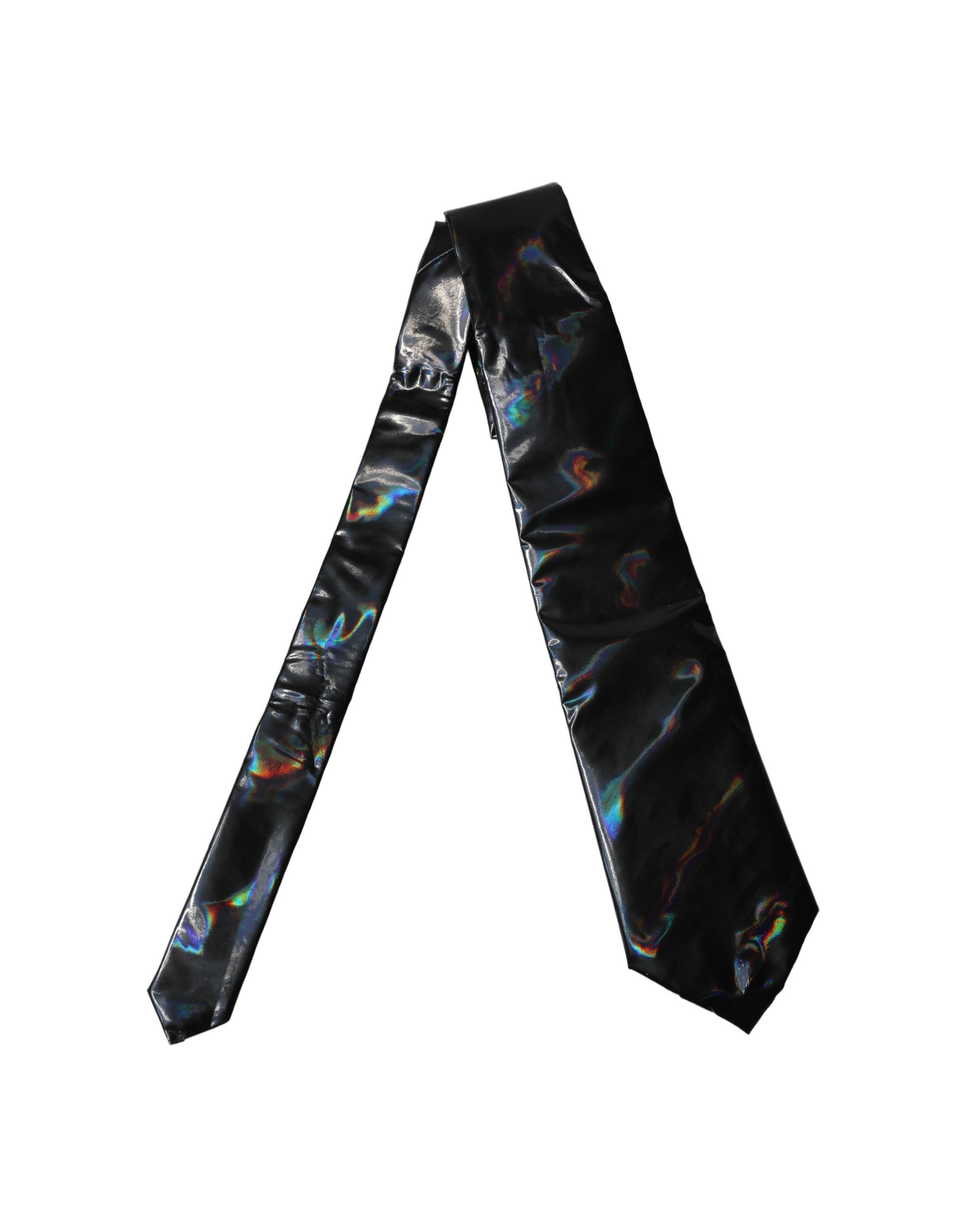 Dolce & Gabbana Black Iridescent Silk Adjustable Women Women'sd NeckWomen's Women's Tie (Pre-Owned)