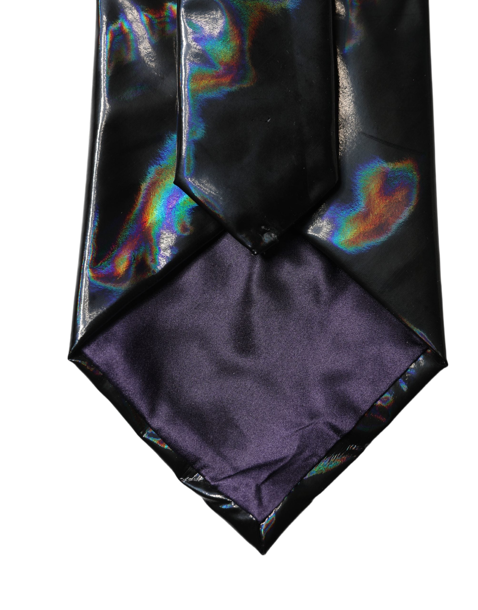 Dolce & Gabbana Black Iridescent Silk Adjustable Women Women'sd NeckWomen's Women's Tie (Pre-Owned)