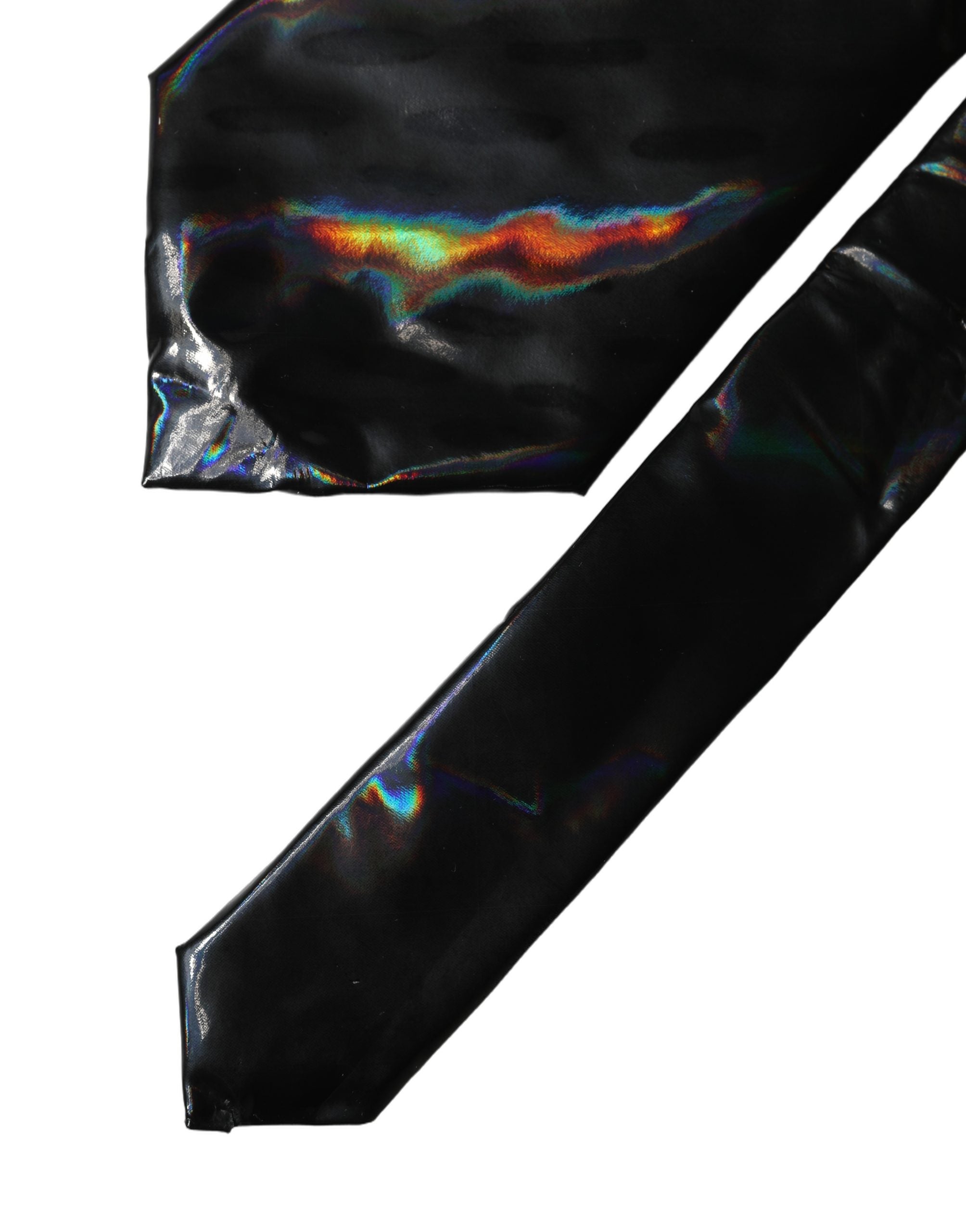 Dolce & Gabbana Black Iridescent Silk Adjustable Women Women'sd NeckWomen's Women's Tie (Pre-Owned)