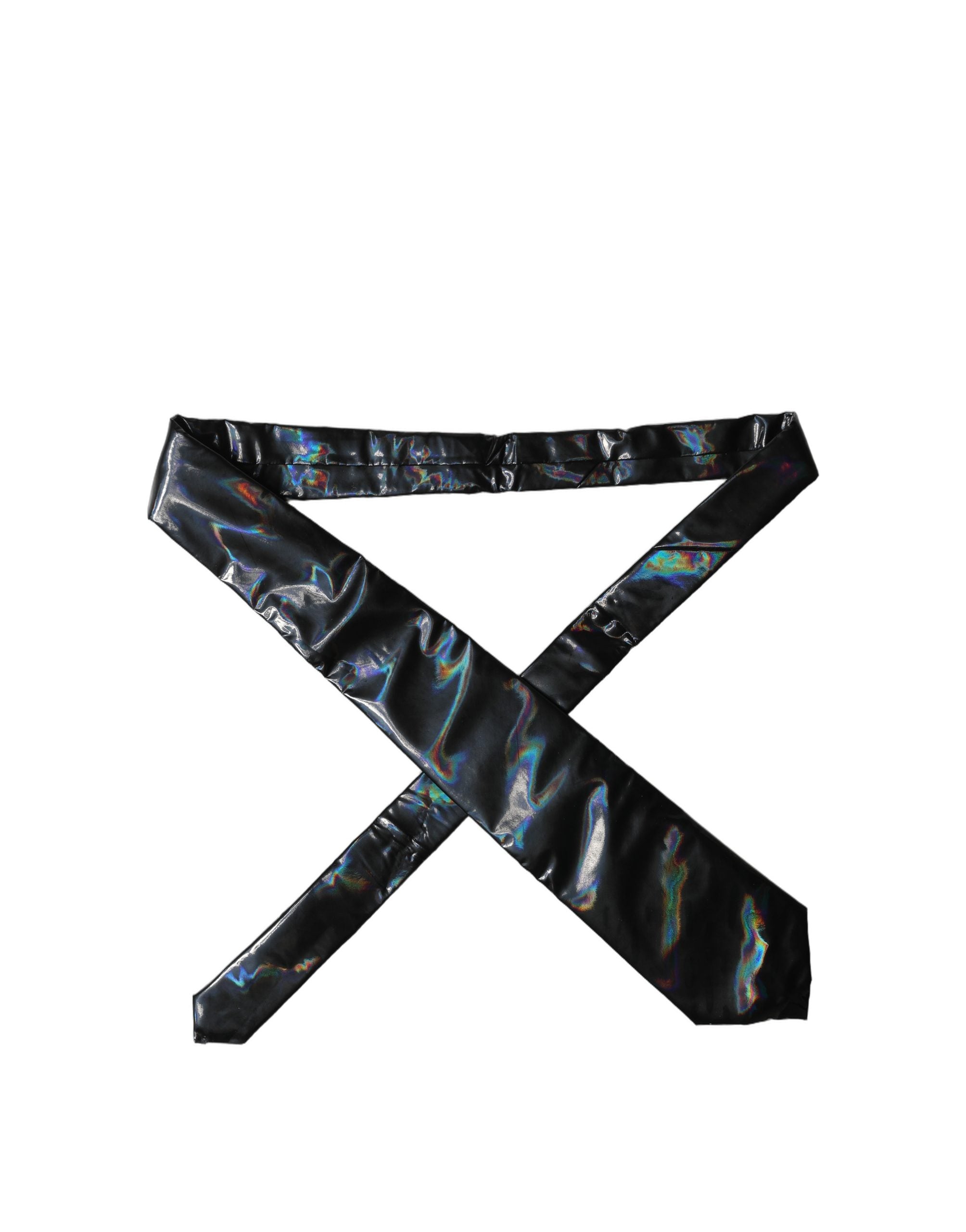 Dolce & Gabbana Black Iridescent Silk Adjustable Women Women'sd NeckWomen's Women's Tie (Pre-Owned)