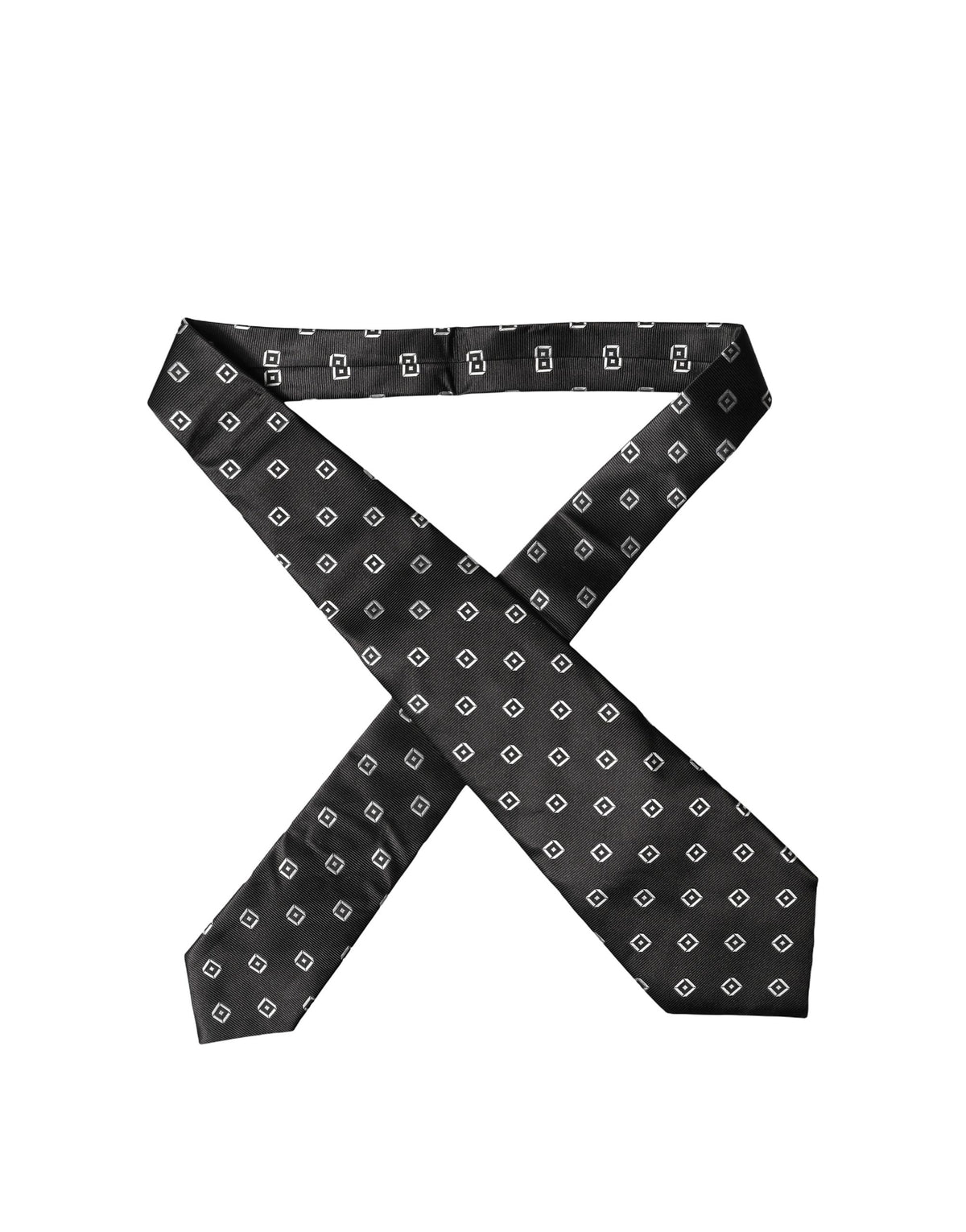 Dolce & Gabbana Dark Gray White Geometric Silk Adjustable Women NeckWomen's Women's Tie