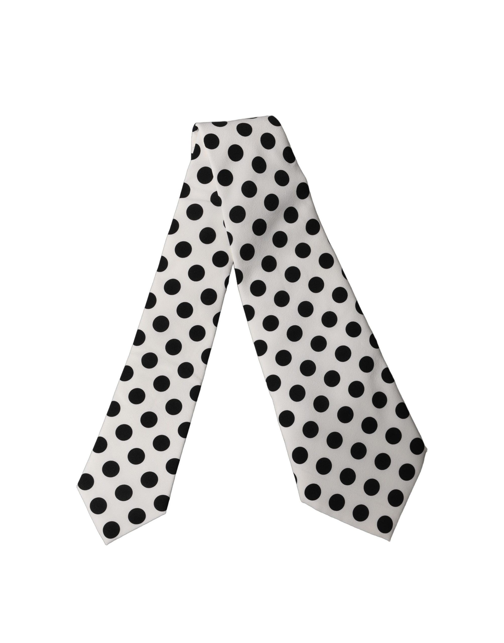 Dolce & Gabbana White Black Polka Dot Silk Adjustable Women NeckWomen's Women's Tie