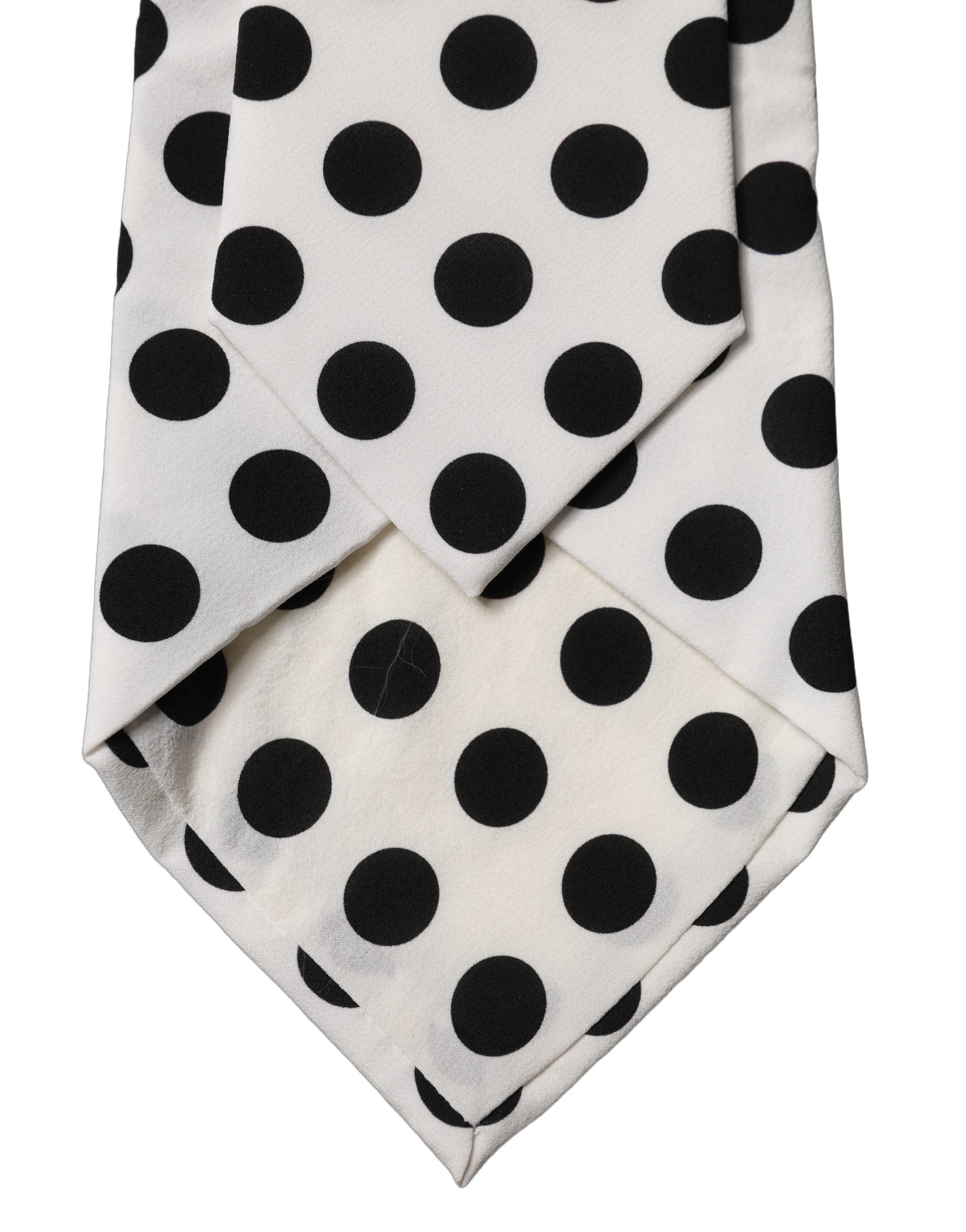 Dolce & Gabbana White Black Polka Dot Silk Adjustable Women NeckWomen's Women's Tie