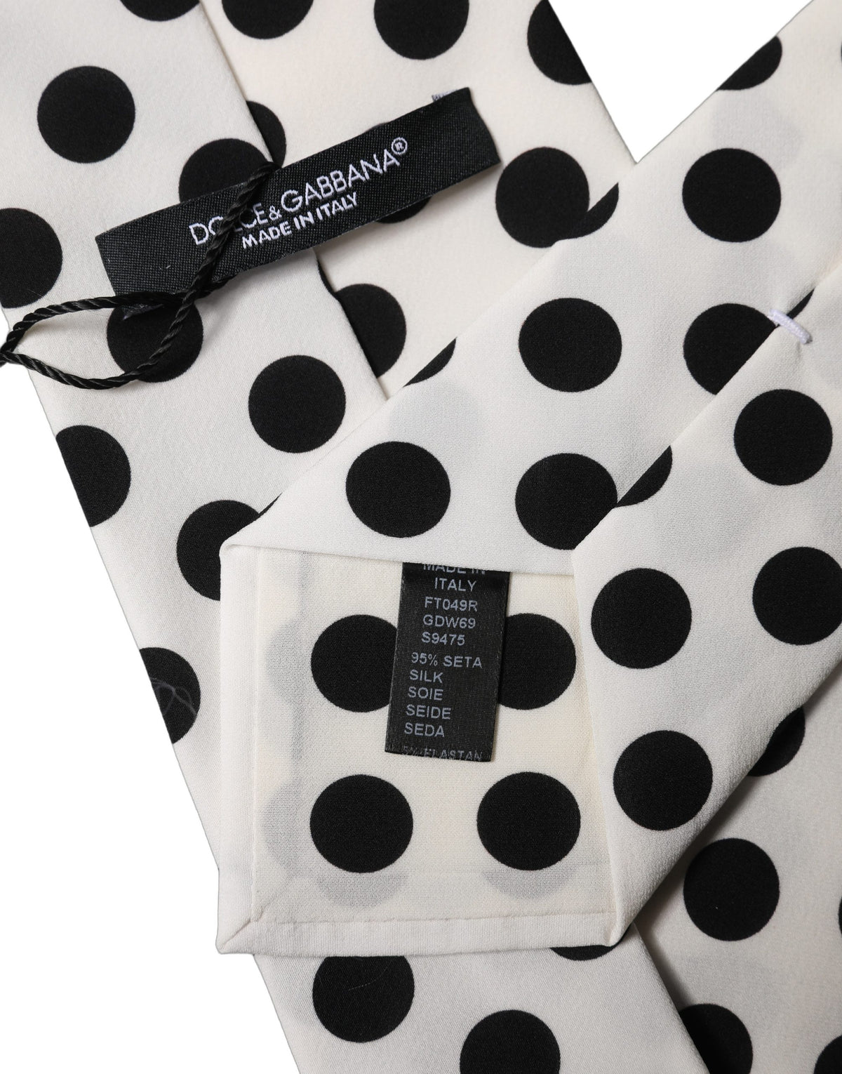 Dolce & Gabbana White Black Polka Dot Silk Adjustable Women NeckWomen's Women's Tie