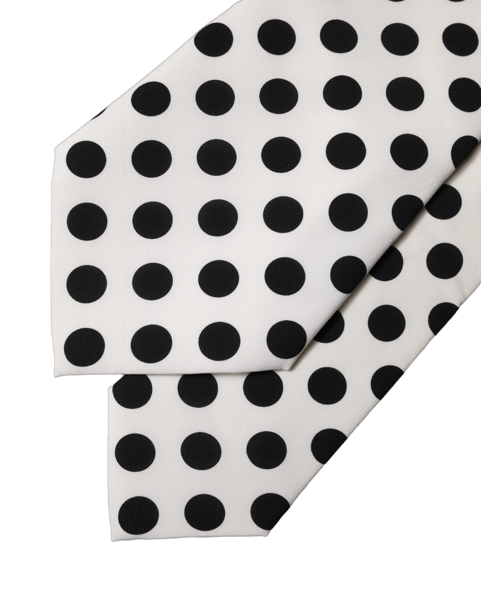 Dolce & Gabbana White Black Polka Dot Silk Adjustable Women NeckWomen's Women's Tie