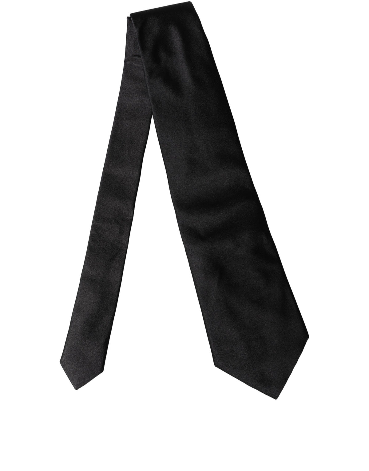 Dolce & Gabbana Black Solid Satin Silk Adjustable Women NeckWomen's Women's Tie