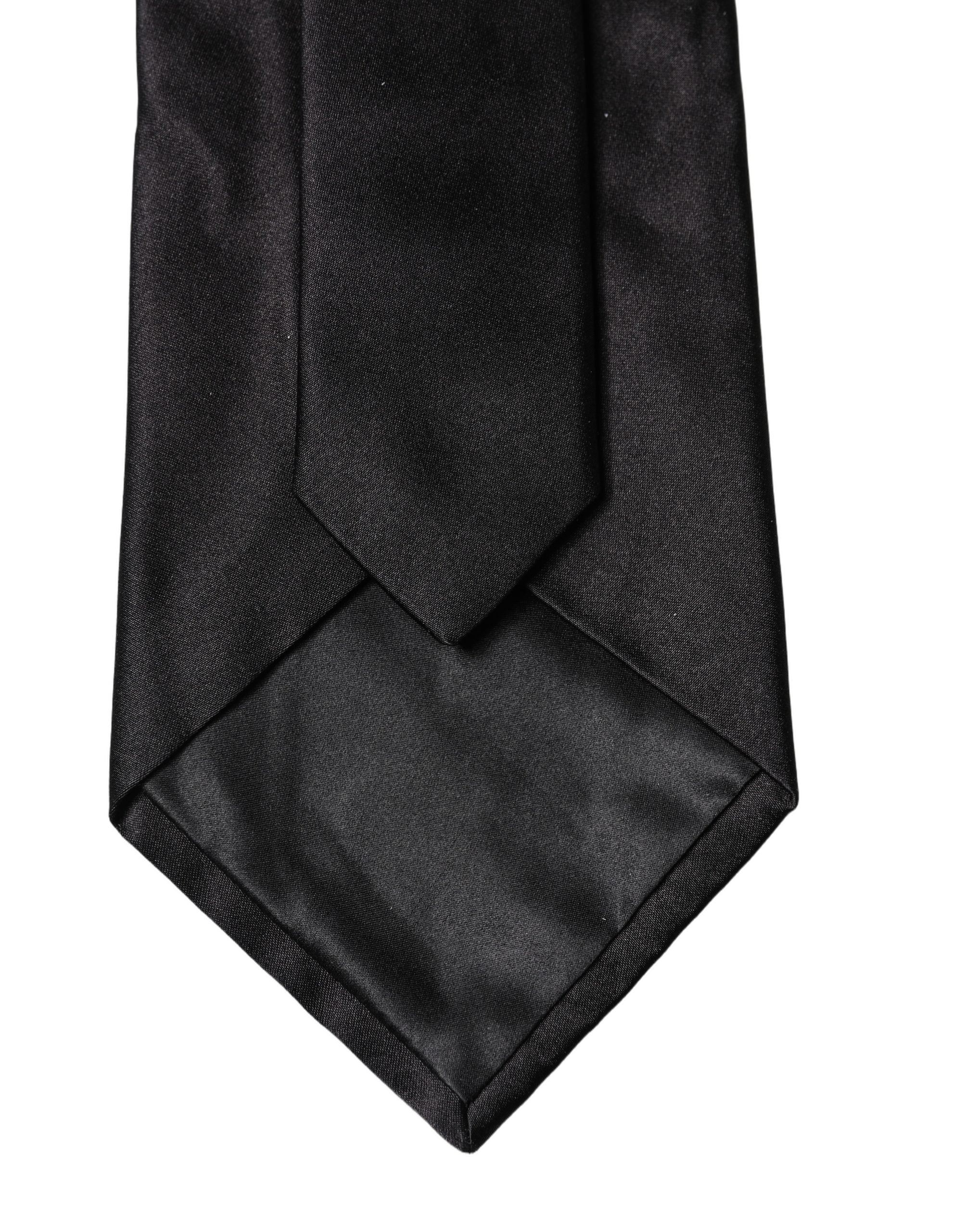 Dolce & Gabbana Black Solid Satin Silk Adjustable Women NeckWomen's Women's Tie