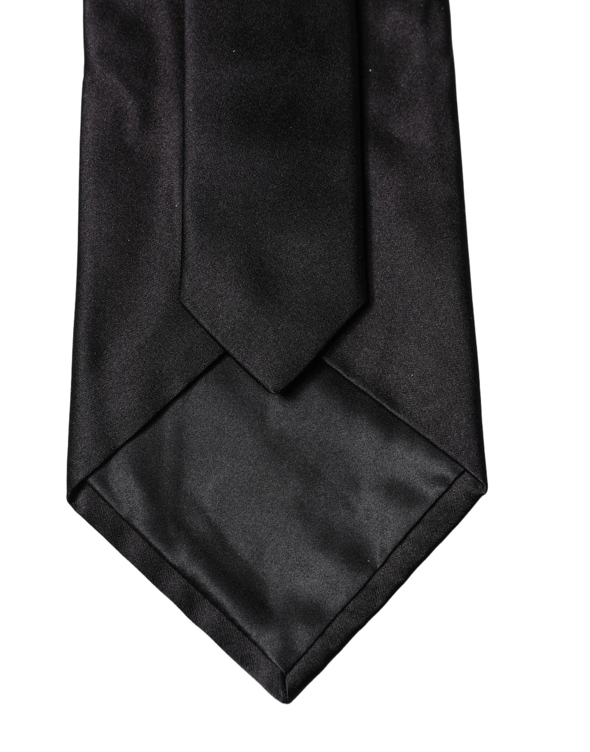 Dolce & Gabbana Black Solid Satin Silk Adjustable Women NeckWomen's Women's Tie