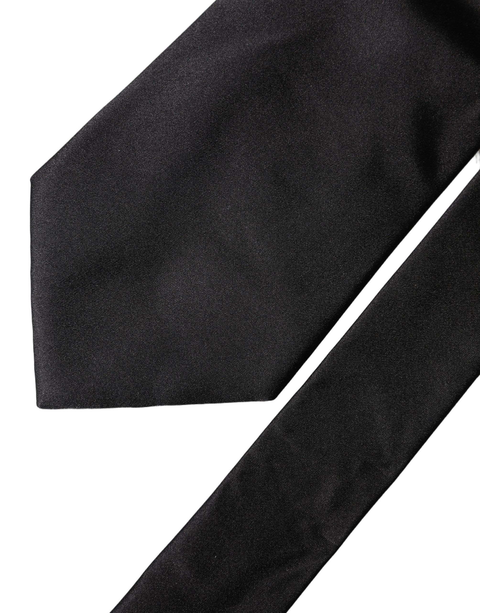 Dolce & Gabbana Black Solid Satin Silk Adjustable Women NeckWomen's Women's Tie