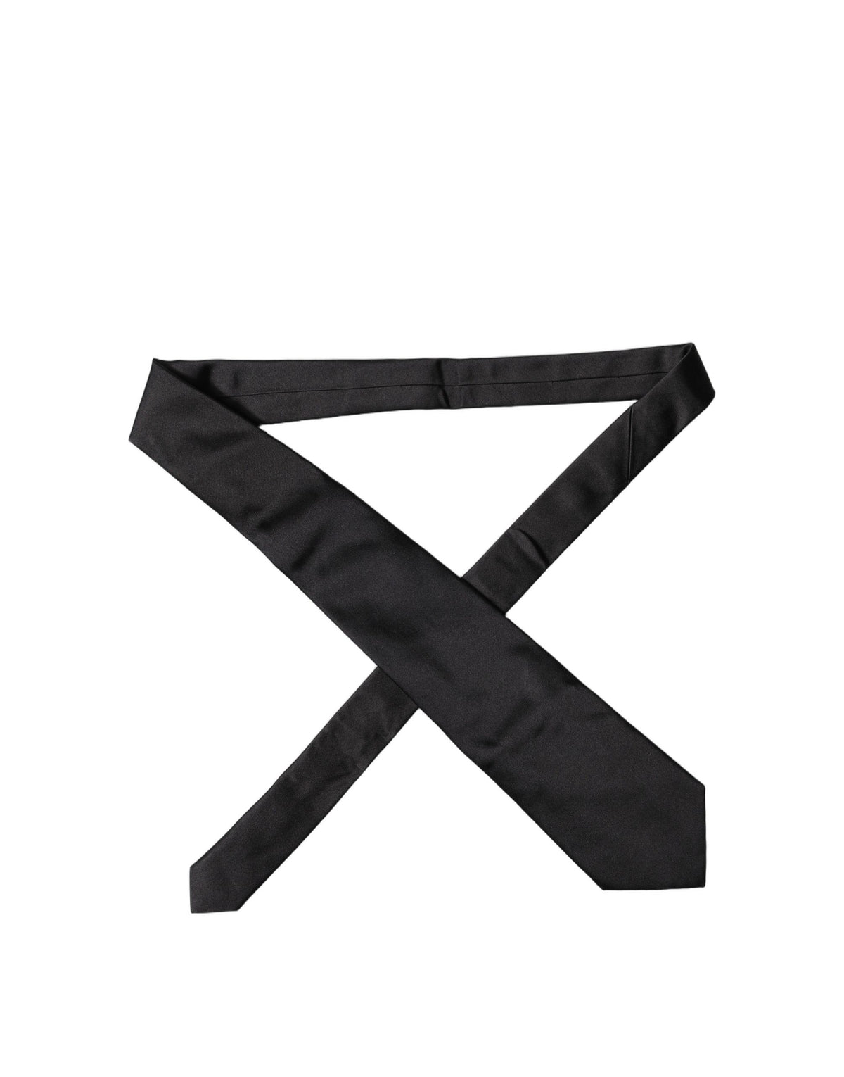 Dolce & Gabbana Black Solid Satin Silk Adjustable Women NeckWomen's Women's Tie