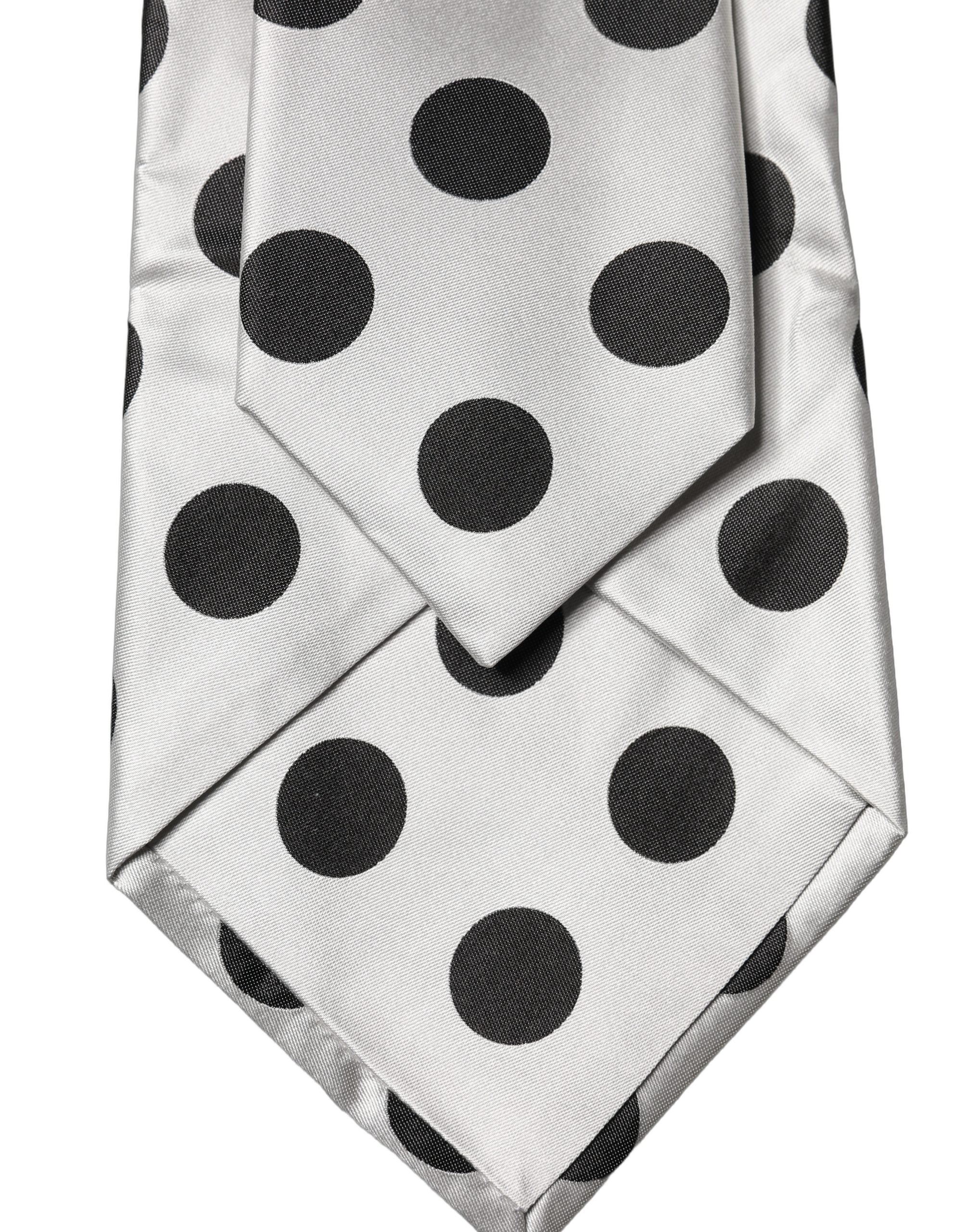 Dolce & Gabbana White Black Polka Dot Silk Adjustable Women NeckWomen's Women's Tie