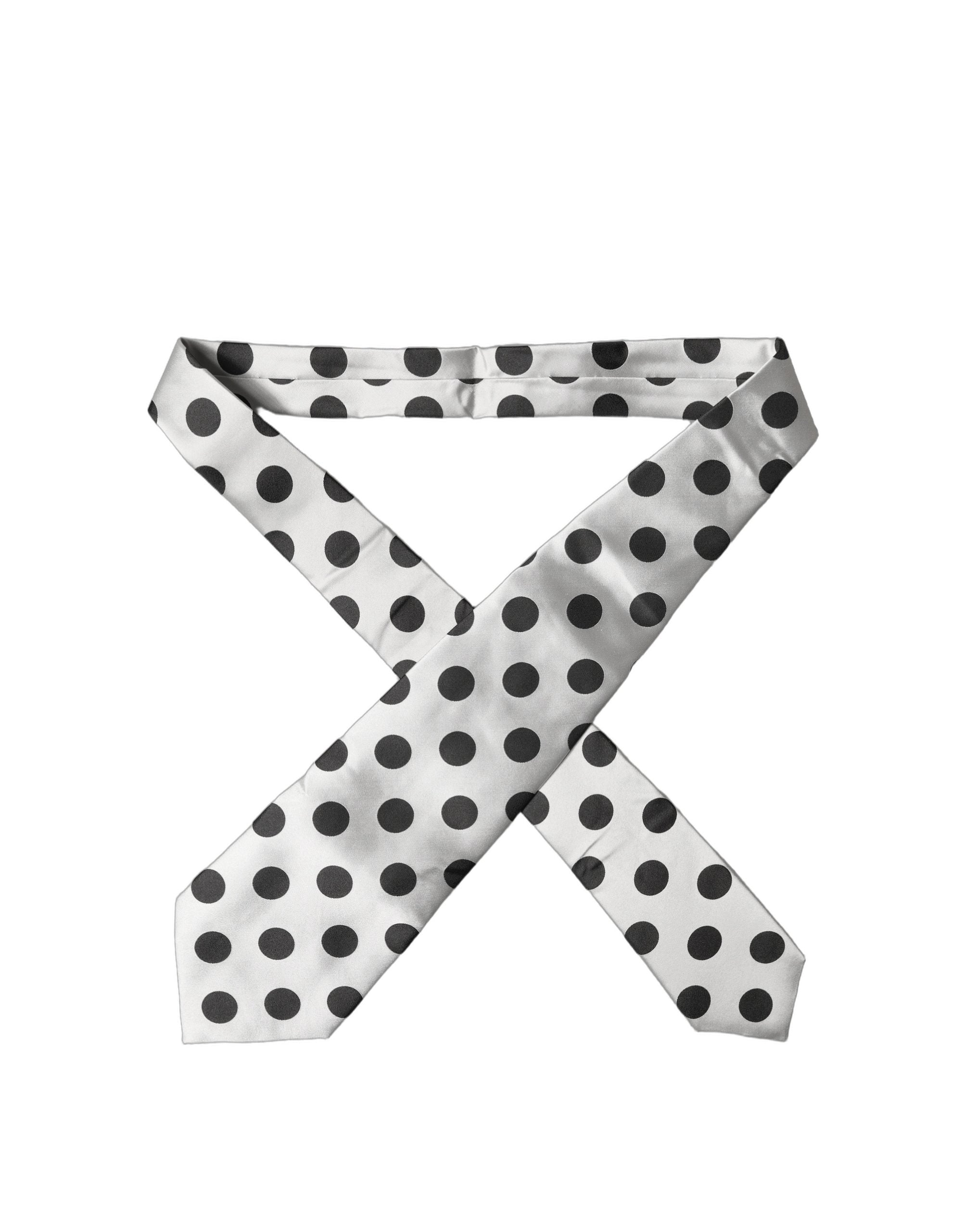 Dolce & Gabbana White Black Polka Dot Silk Adjustable Women NeckWomen's Women's Tie