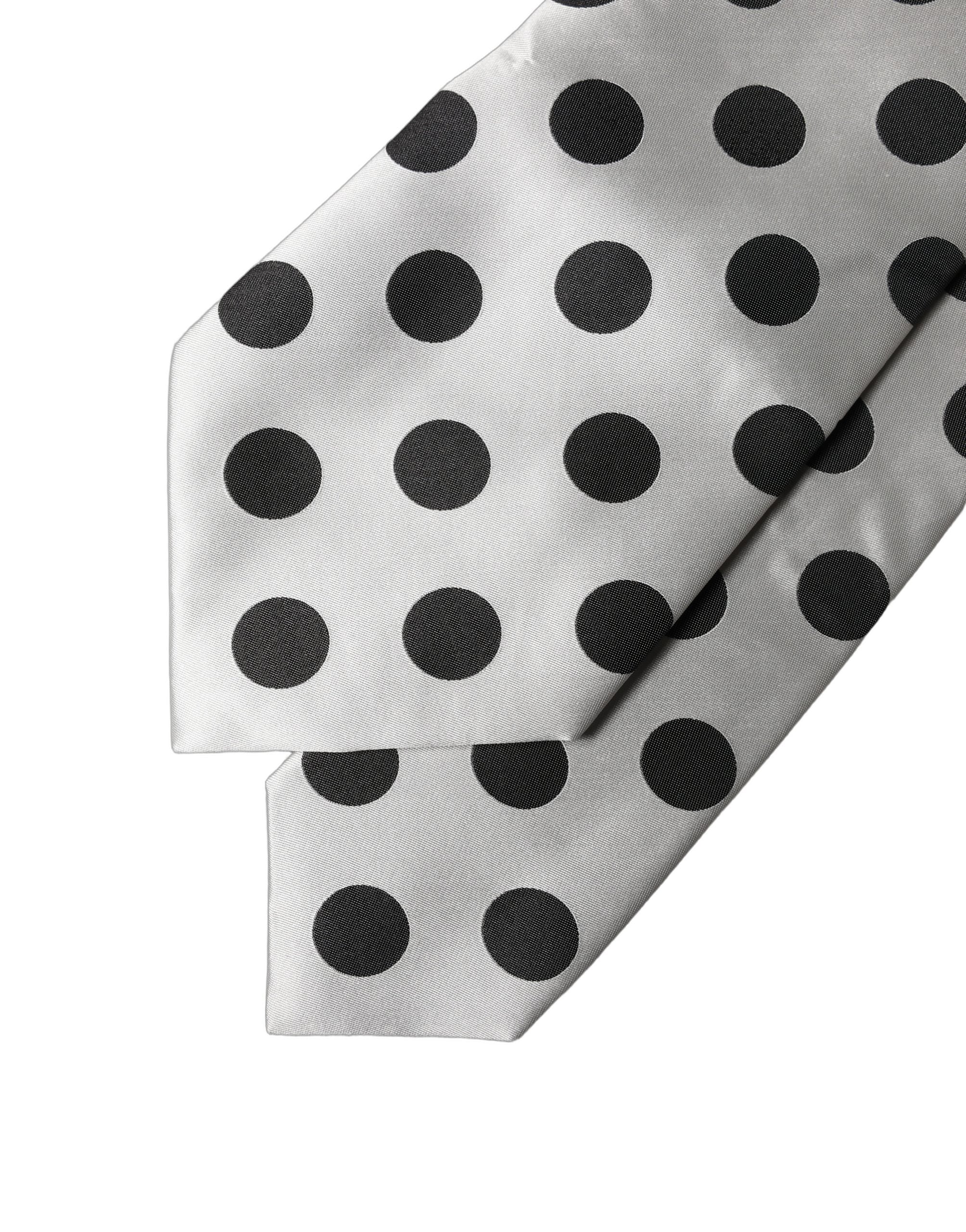 Dolce & Gabbana White Black Polka Dot Silk Adjustable Women NeckWomen's Women's Tie