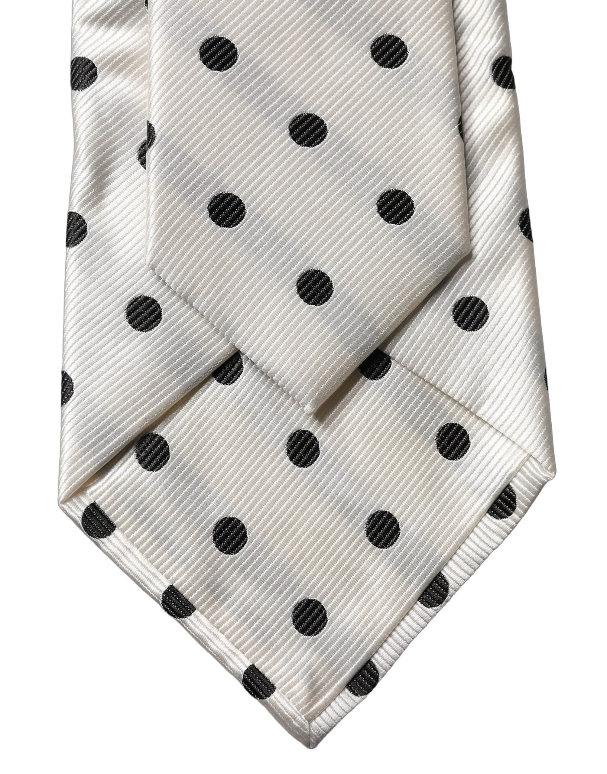 Dolce & Gabbana White Black Polka Dot Silk Adjustable Women NeckWomen's Women's Tie