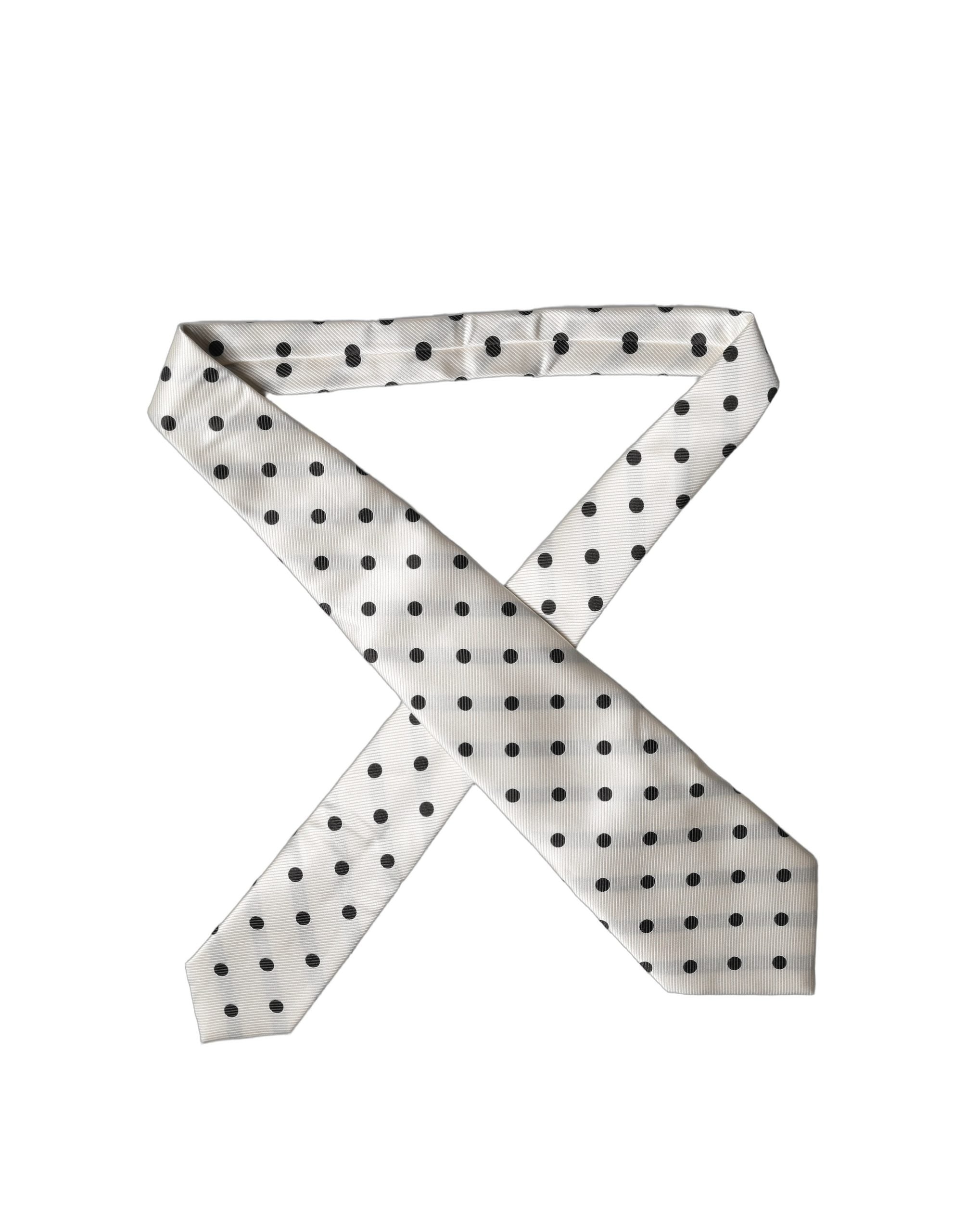 Dolce & Gabbana White Black Polka Dot Silk Adjustable Women NeckWomen's Women's Tie