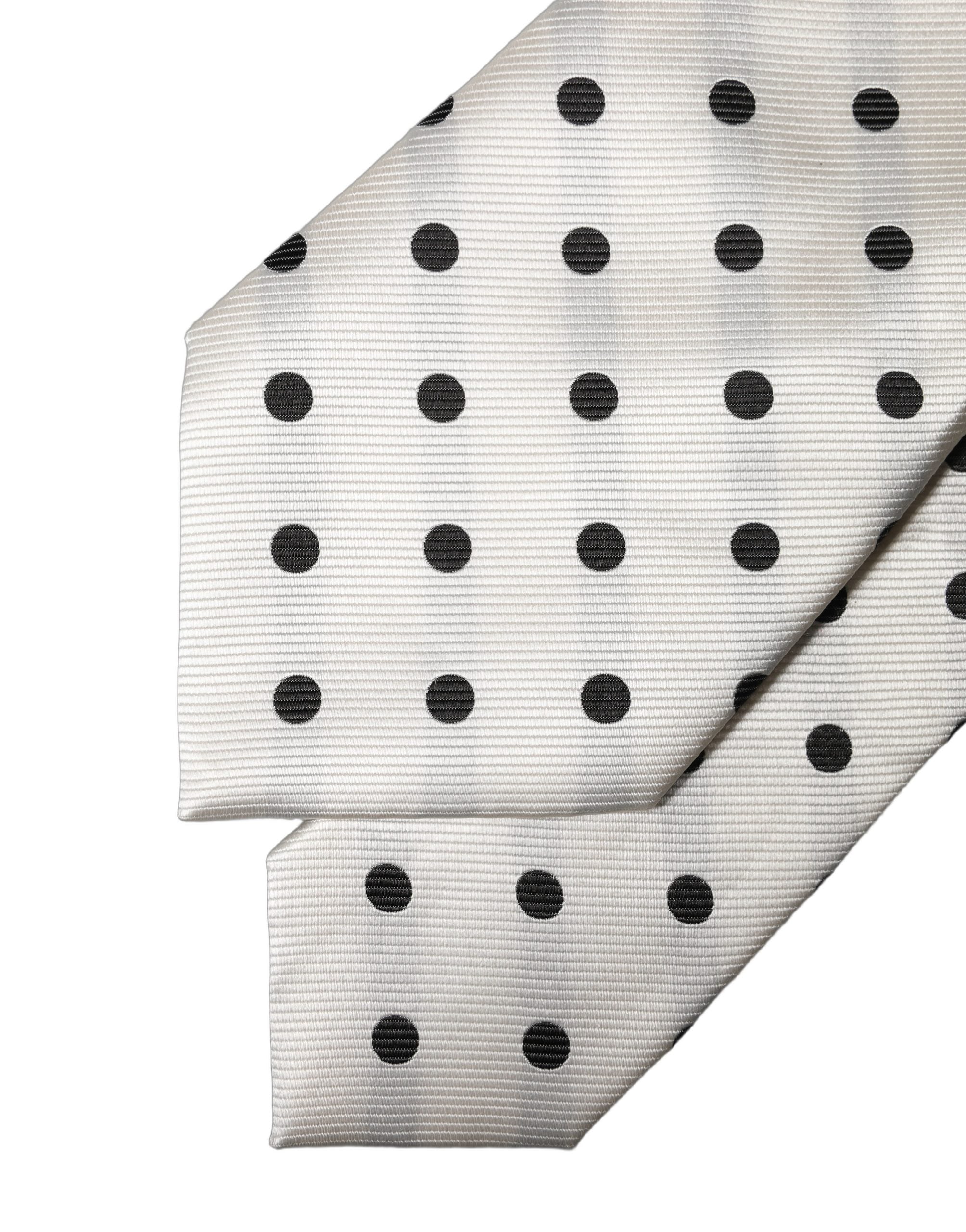 Dolce & Gabbana White Black Polka Dot Silk Adjustable Women NeckWomen's Women's Tie