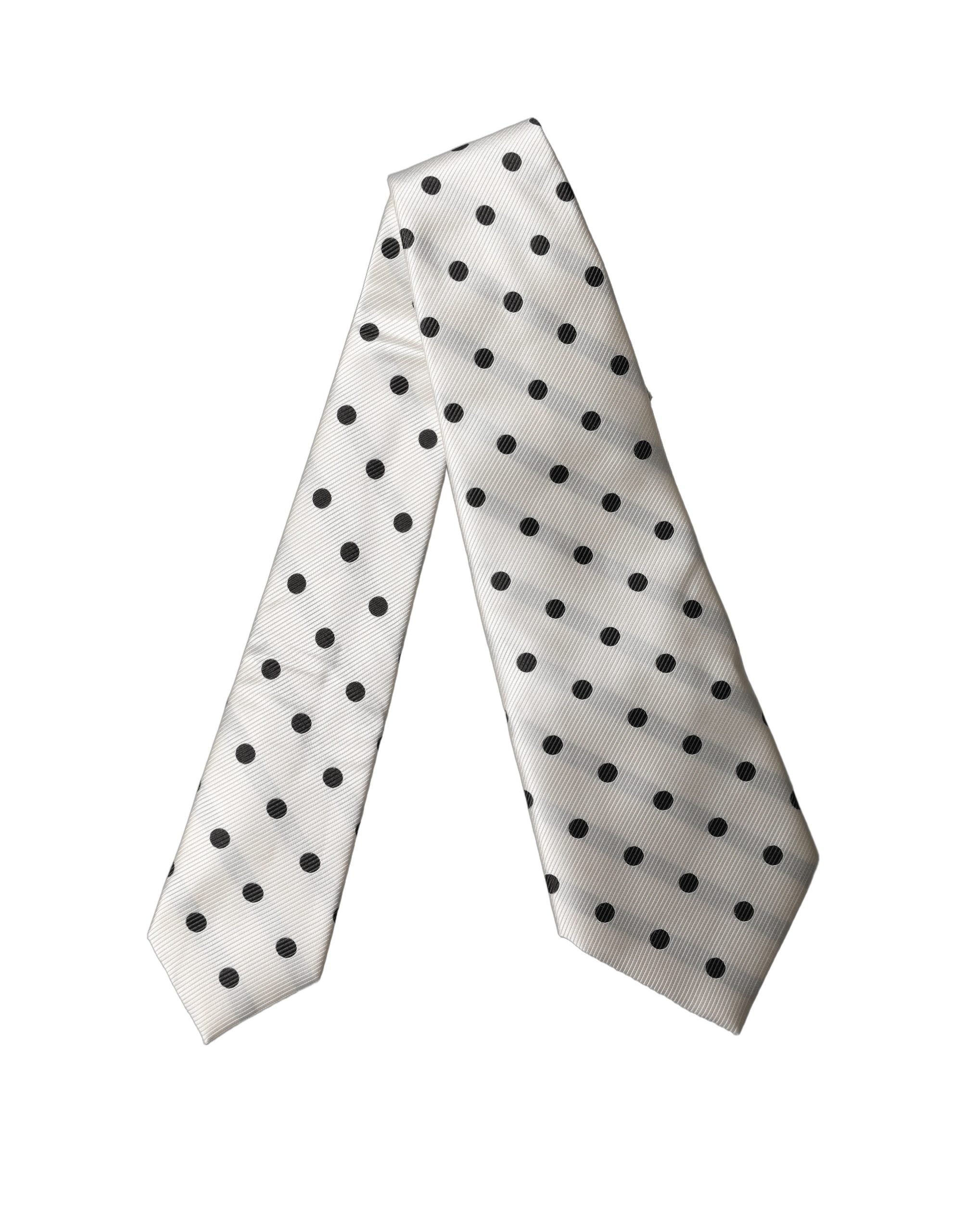 Dolce & Gabbana White Black Polka Dot Silk Adjustable Women NeckWomen's Women's Tie