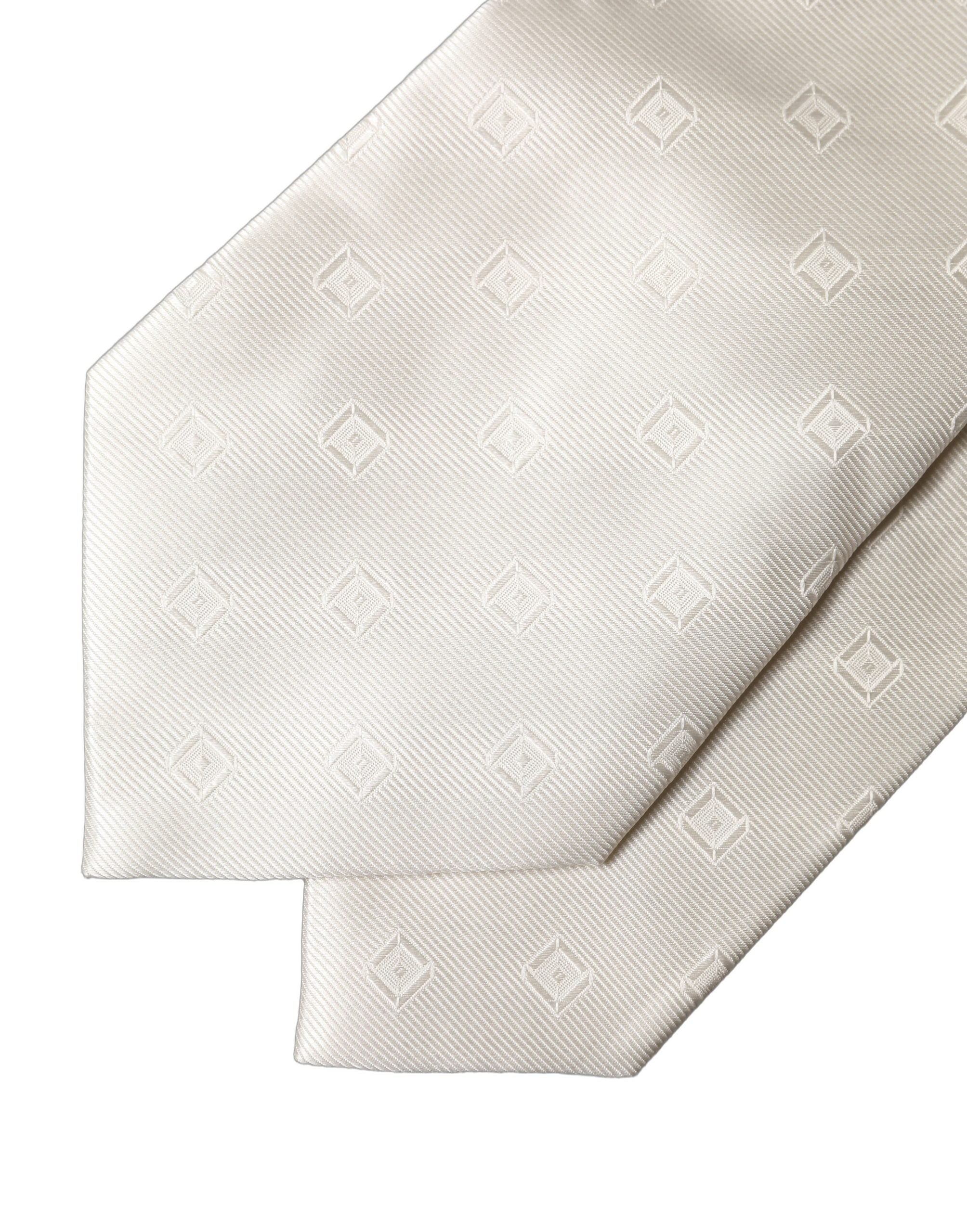 Dolce & Gabbana Off White Geometric Silk Adjustable Women NeckWomen's Women's Tie