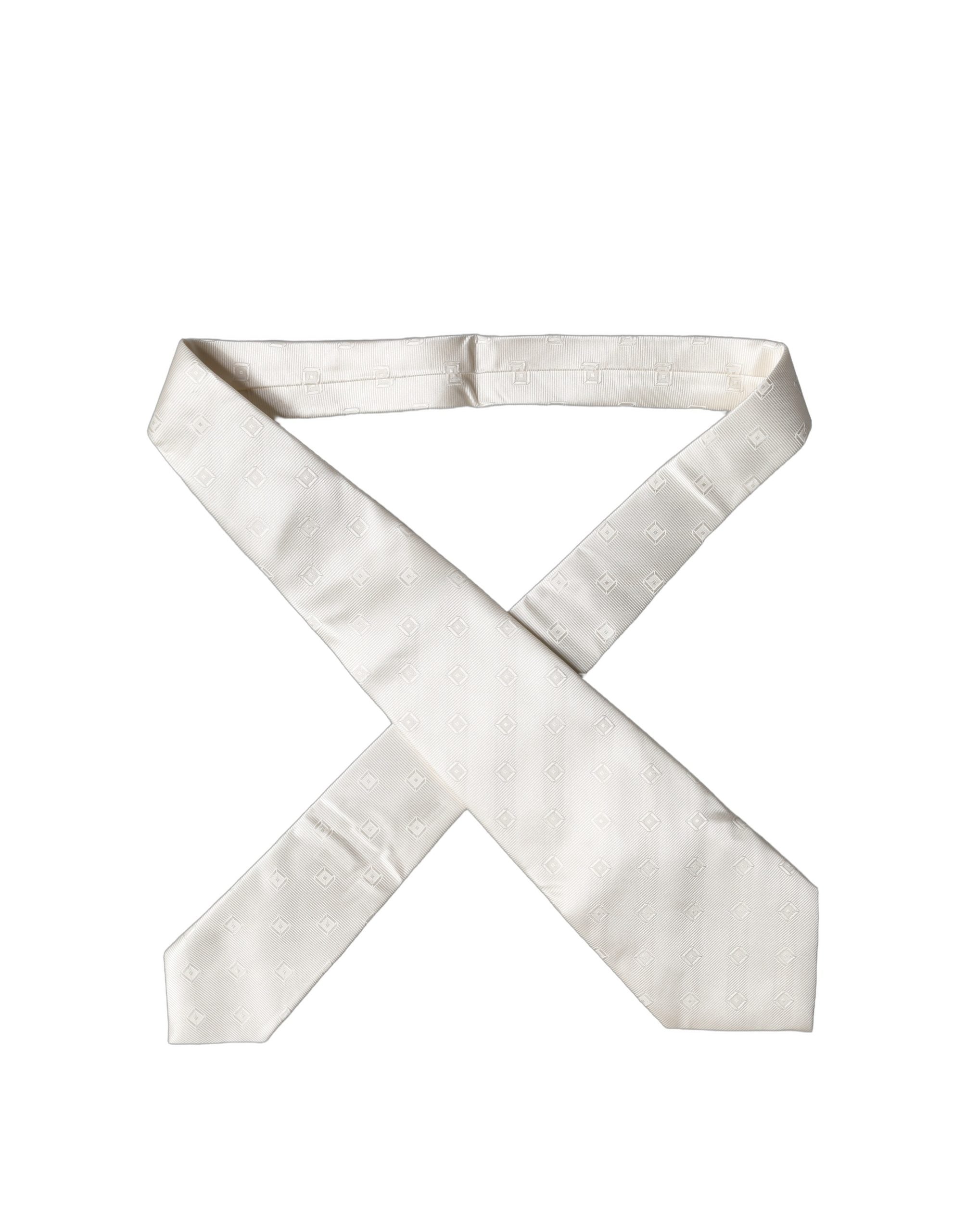 Dolce & Gabbana Off White Geometric Silk Adjustable Women NeckWomen's Women's Tie