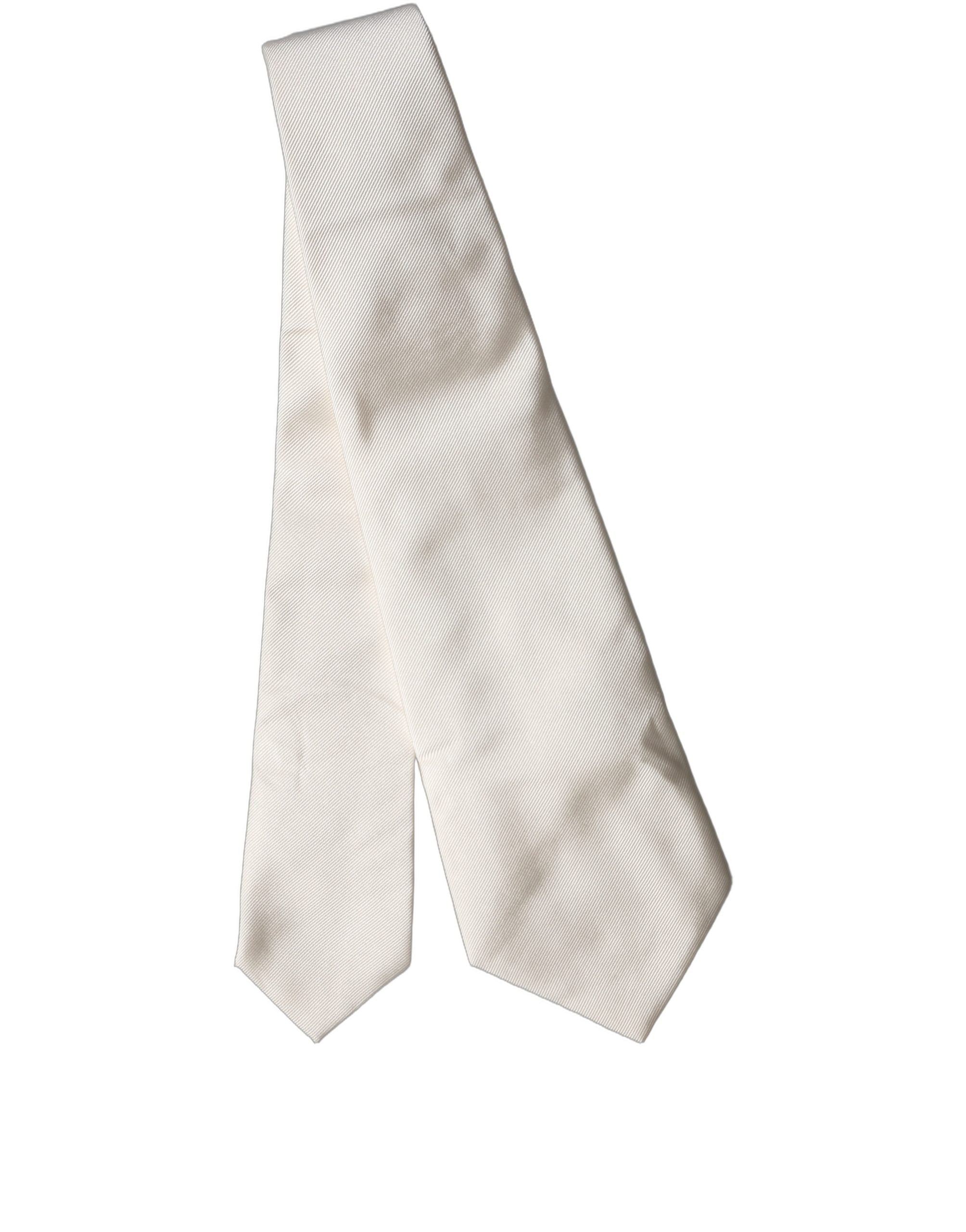 Dolce & Gabbana Off White Solid Silk Adjustable Women Women'sd NeckWomen's Women's Tie