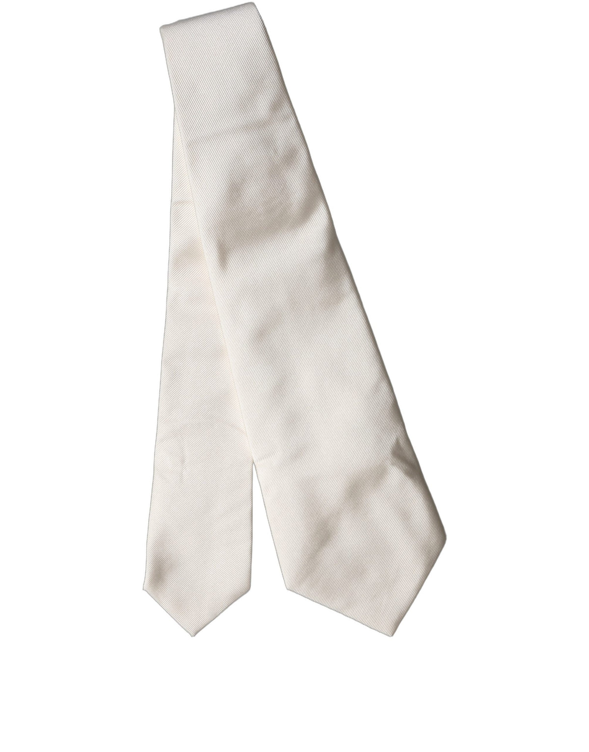 Dolce & Gabbana Off White Solid Silk Adjustable Women Women'sd NeckWomen's Women's Tie