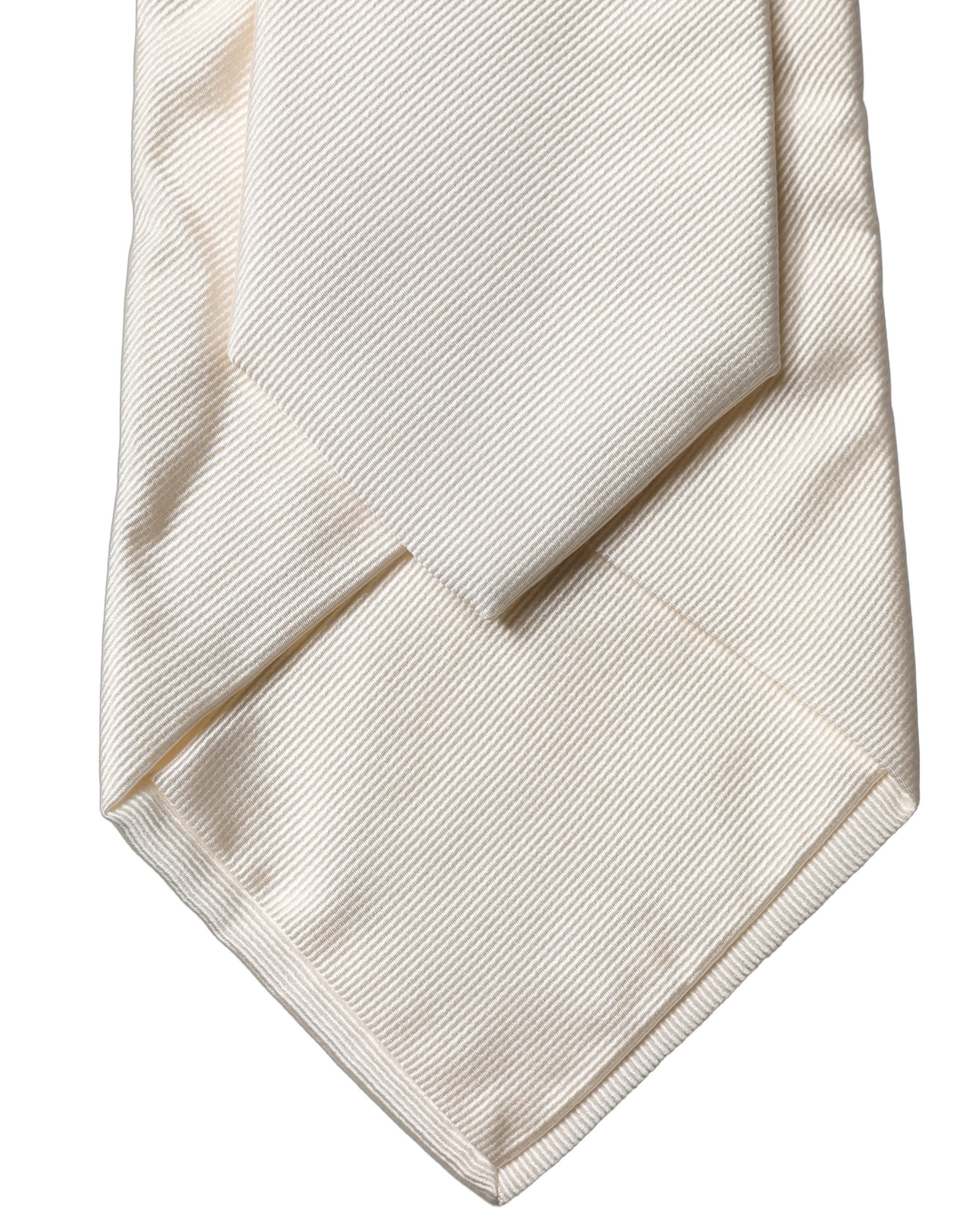 Dolce & Gabbana Off White Solid Silk Adjustable Women Women'sd NeckWomen's Women's Tie