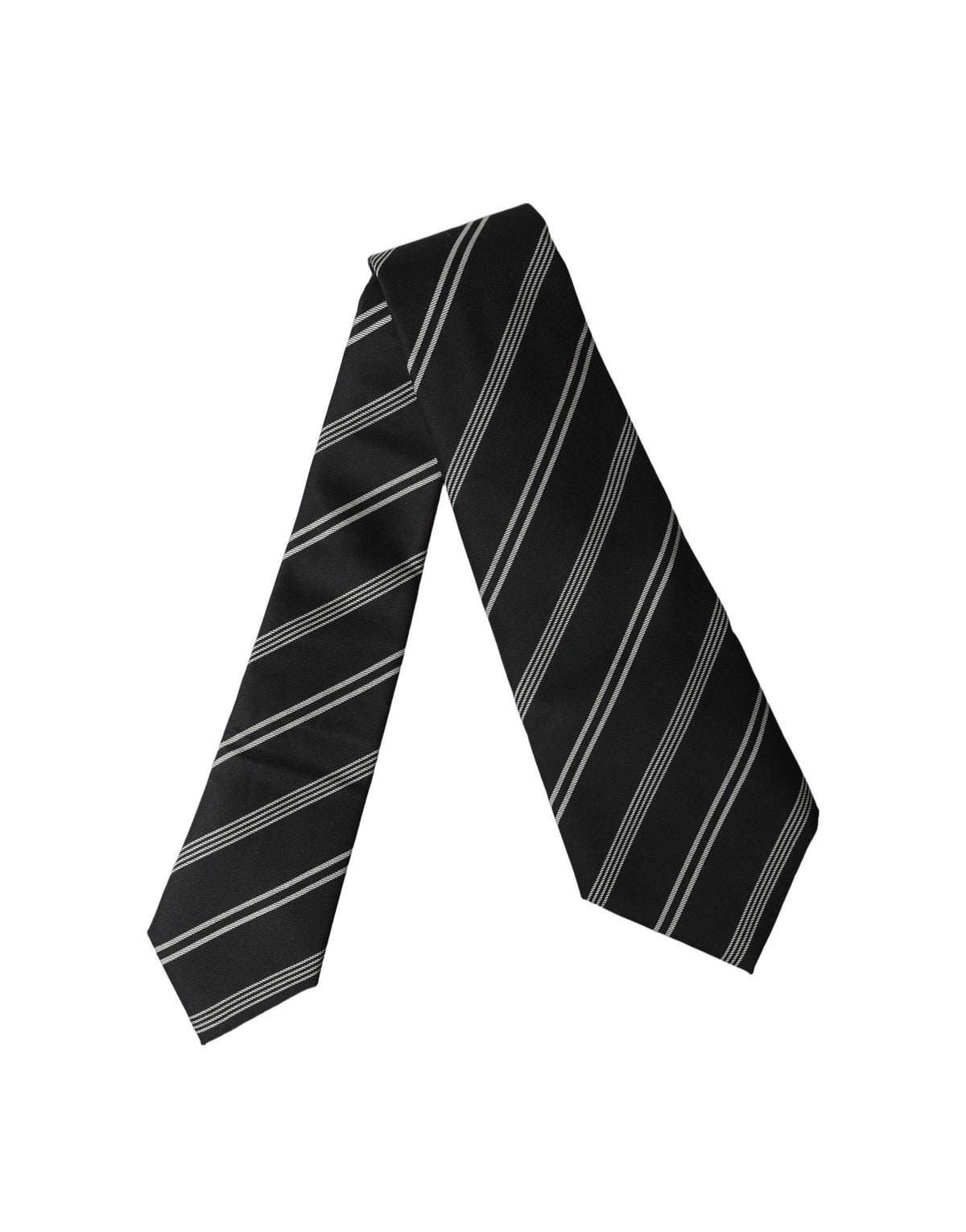 Dolce & Gabbana Dark Gray White Stripes Silk Adjustable Women NeckWomen's Women's Tie