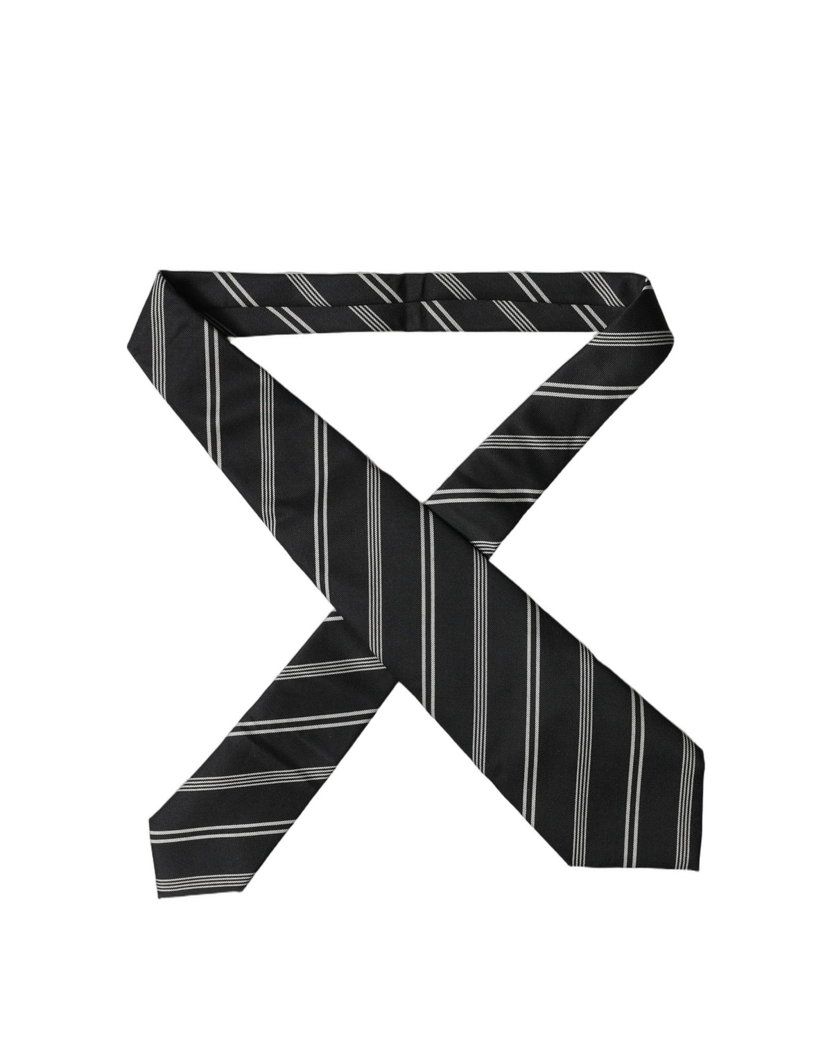 Dolce & Gabbana Dark Gray White Stripes Silk Adjustable Women NeckWomen's Women's Tie