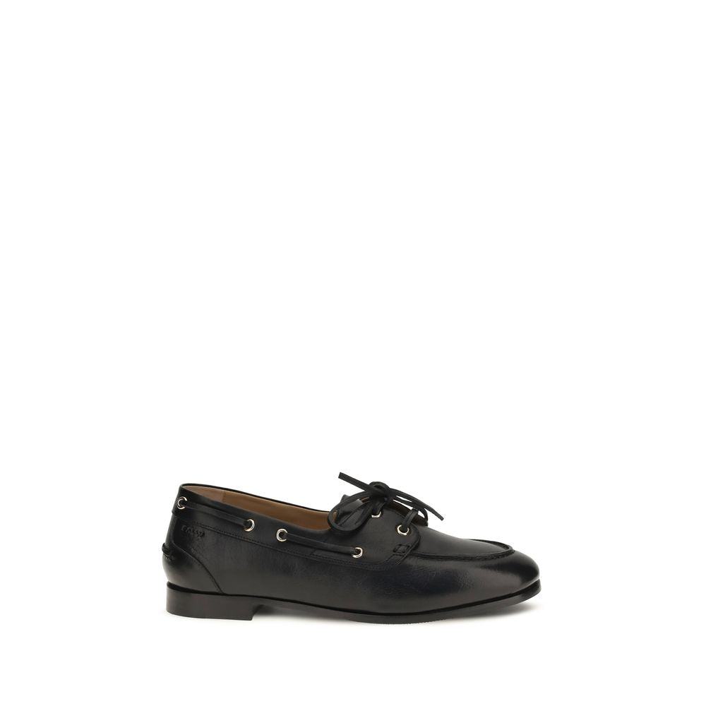Bally Black Calf Leather Bos Taurus Slip-On Women's Loafers