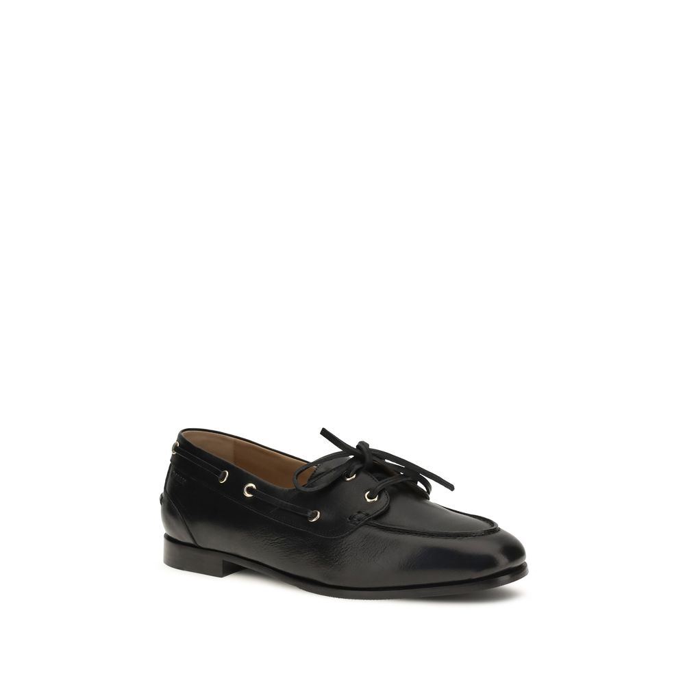 Bally Black Calf Leather Bos Taurus Slip-On Women's Loafers