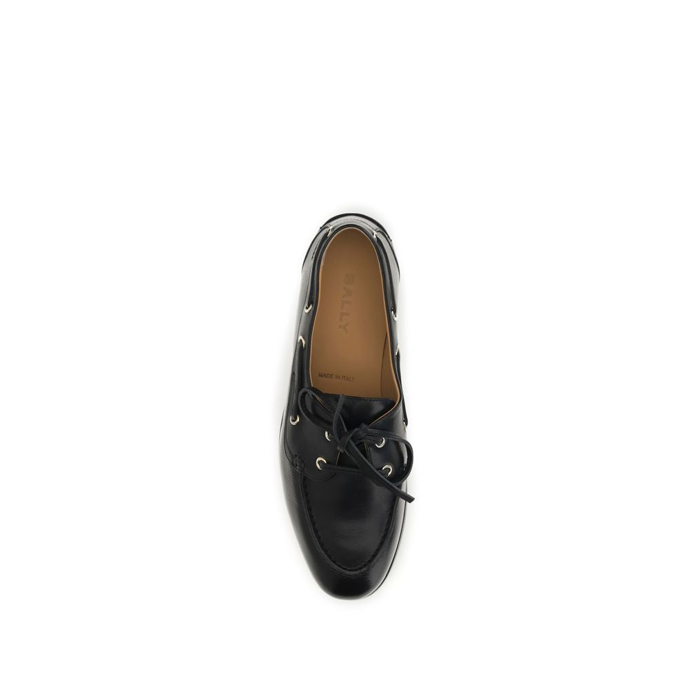 Bally Black Calf Leather Bos Taurus Slip-On Women's Loafers