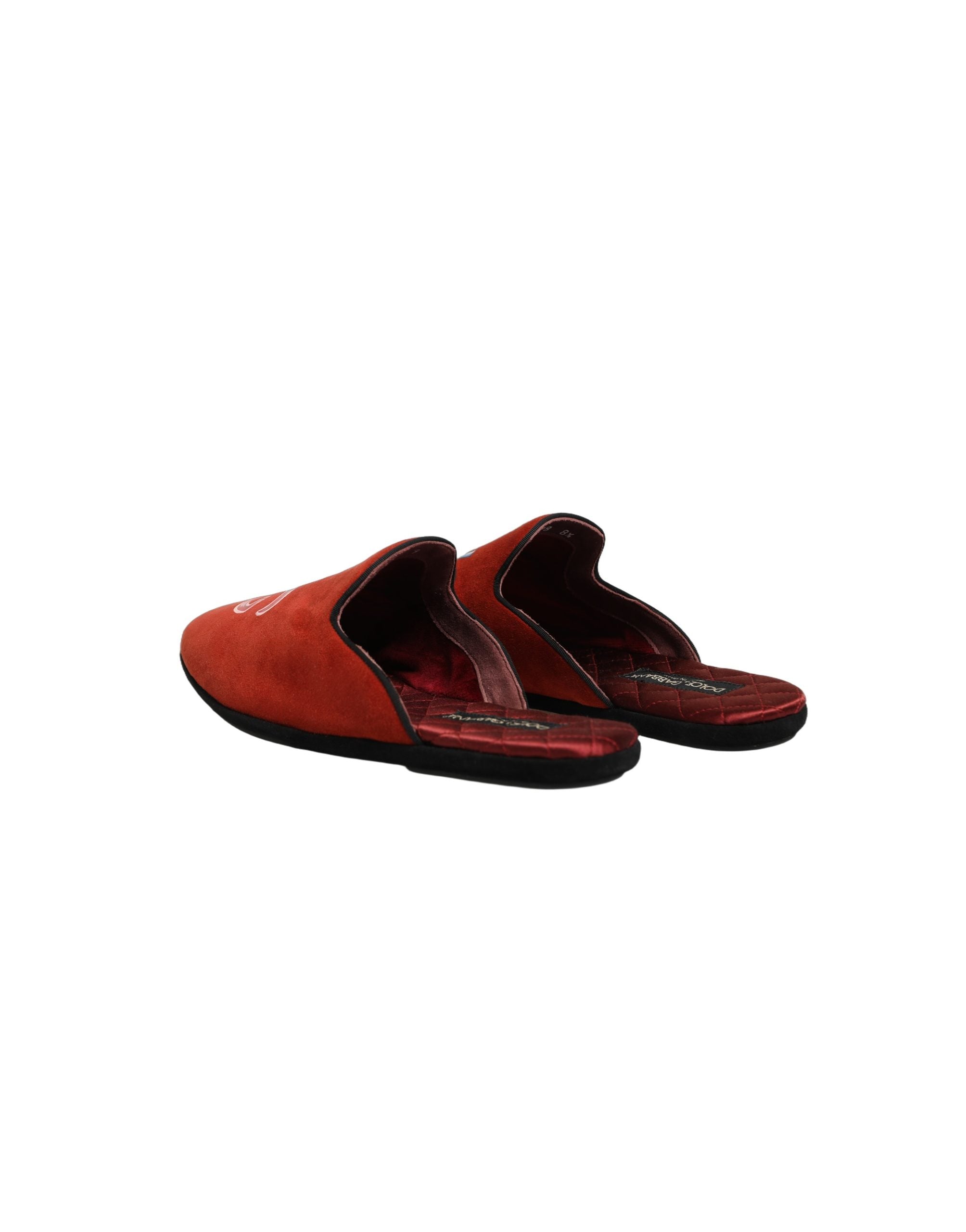 Dolce & Gabbana Red Suede DG King Men House Slipper Men's Shoes (Pre-Owned)