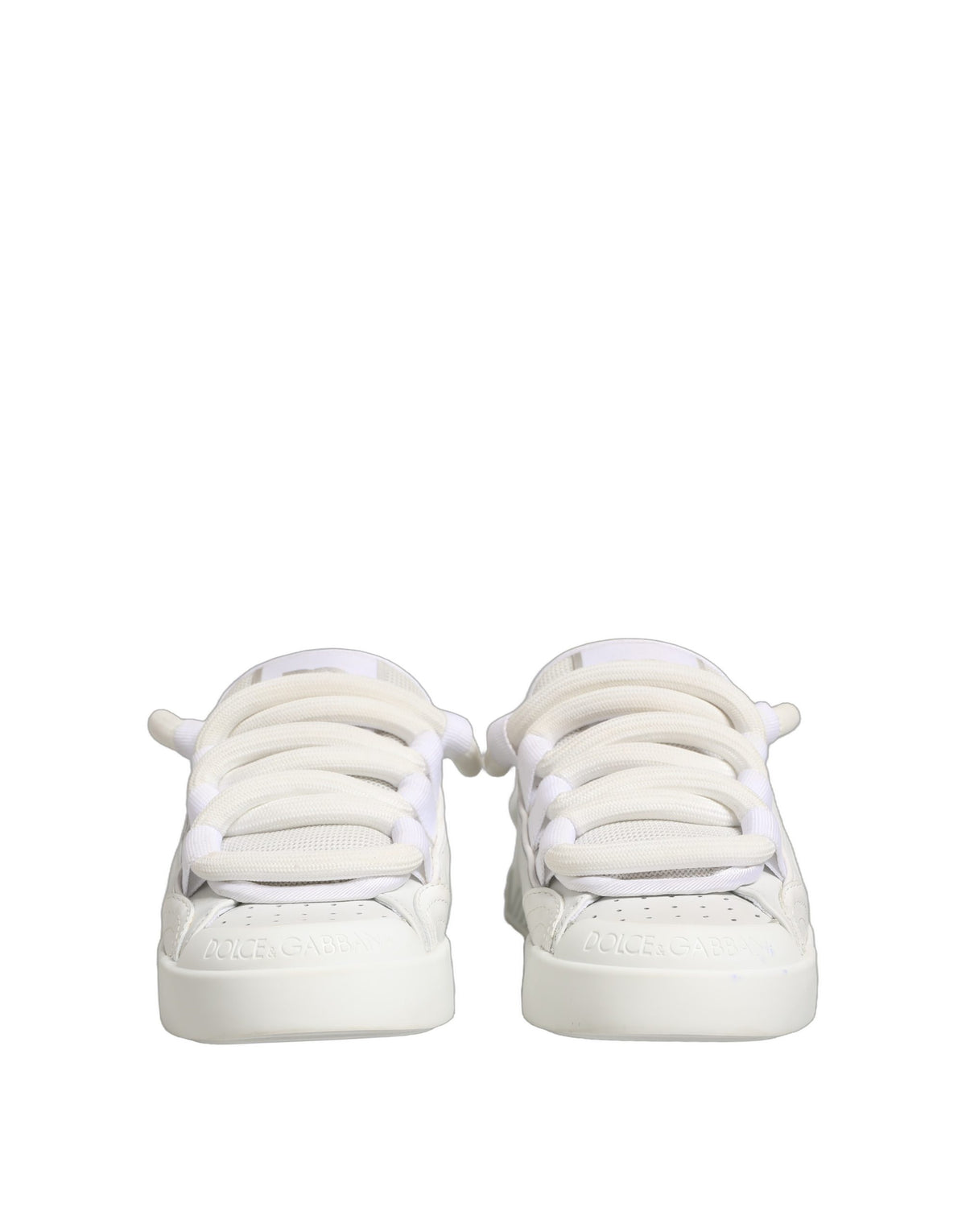 Dolce & Gabbana White Calfskin Leather Low Top Sneakers Men's Shoes