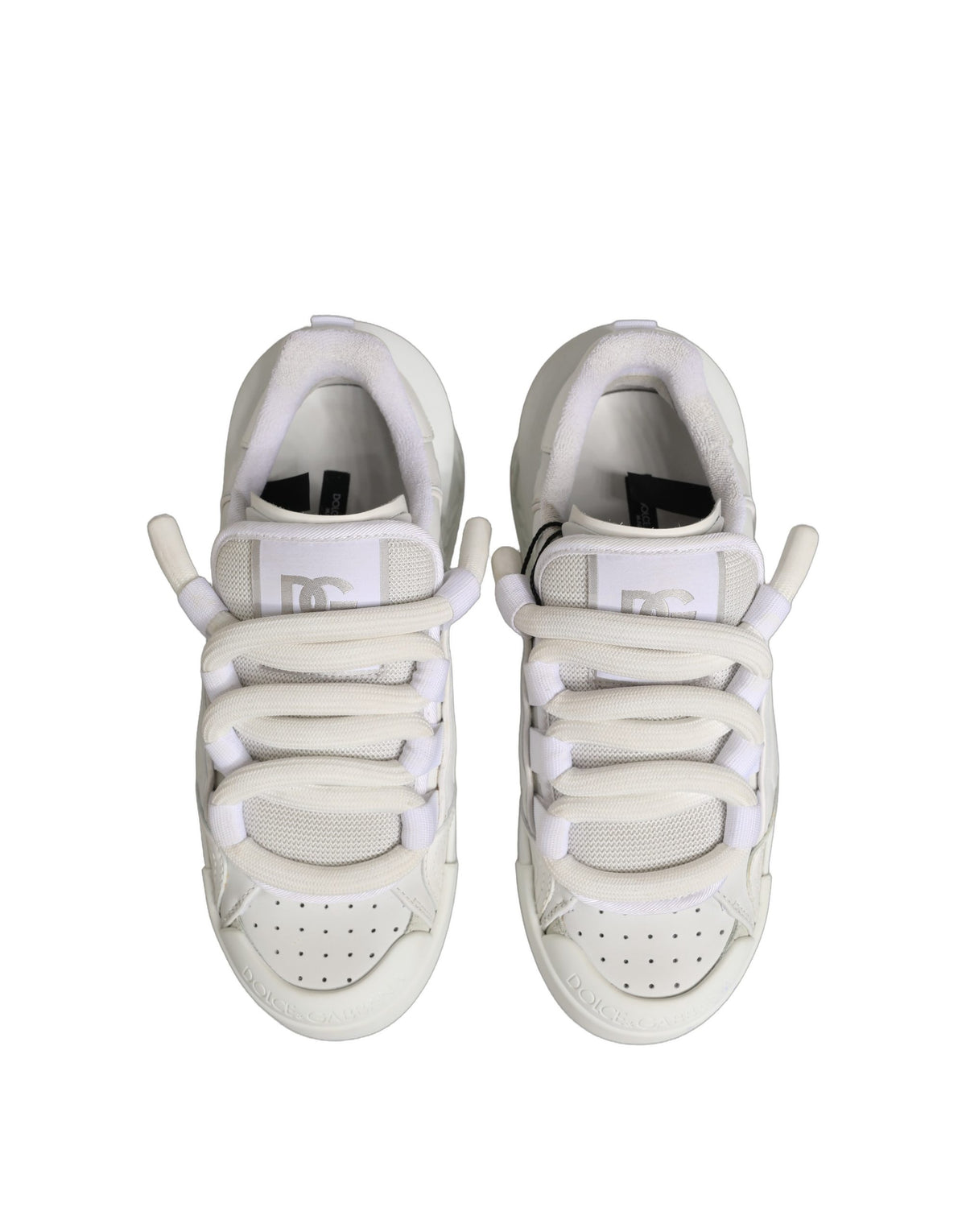 Dolce & Gabbana White Calfskin Leather Low Top Sneakers Men's Shoes