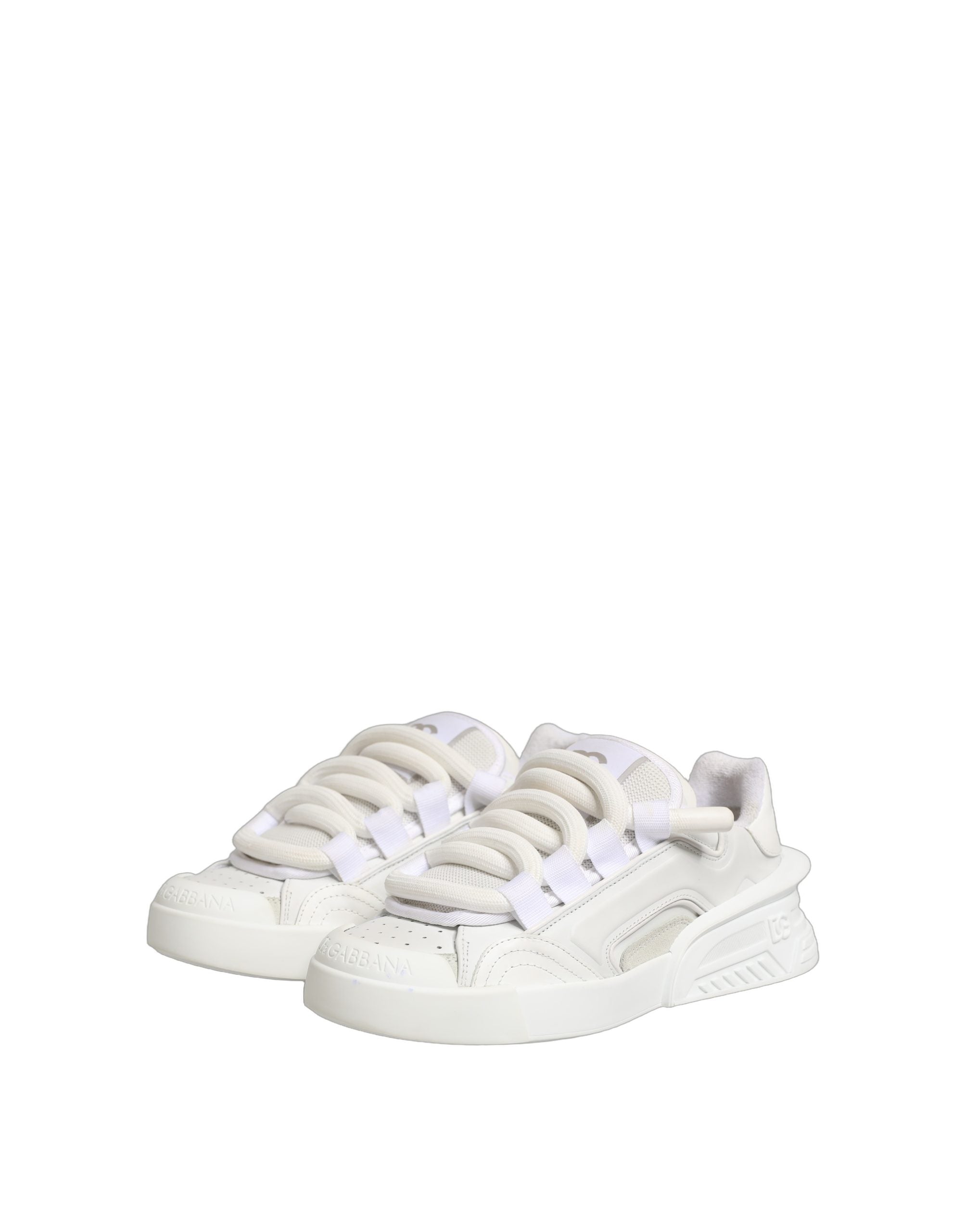 Dolce & Gabbana White Calfskin Leather Low Top Sneakers Men's Shoes