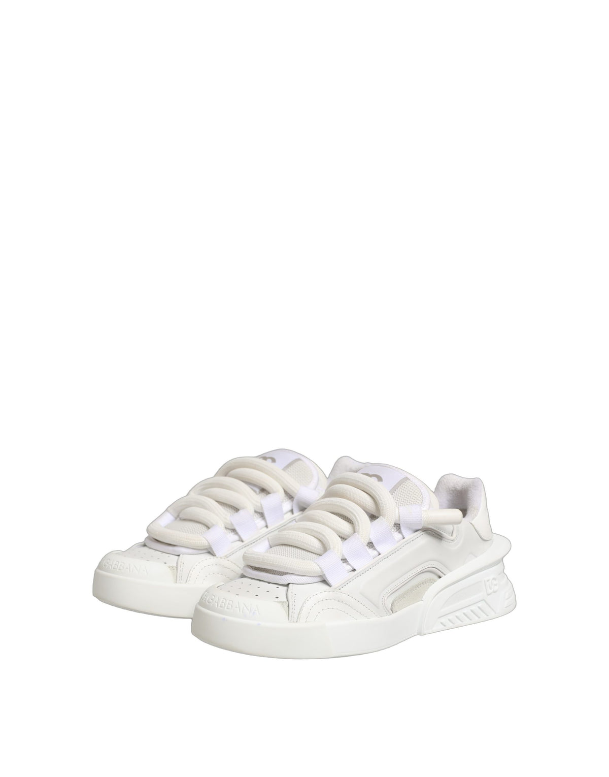 Dolce & Gabbana White Calfskin Leather Low Top Sneakers Men's Shoes