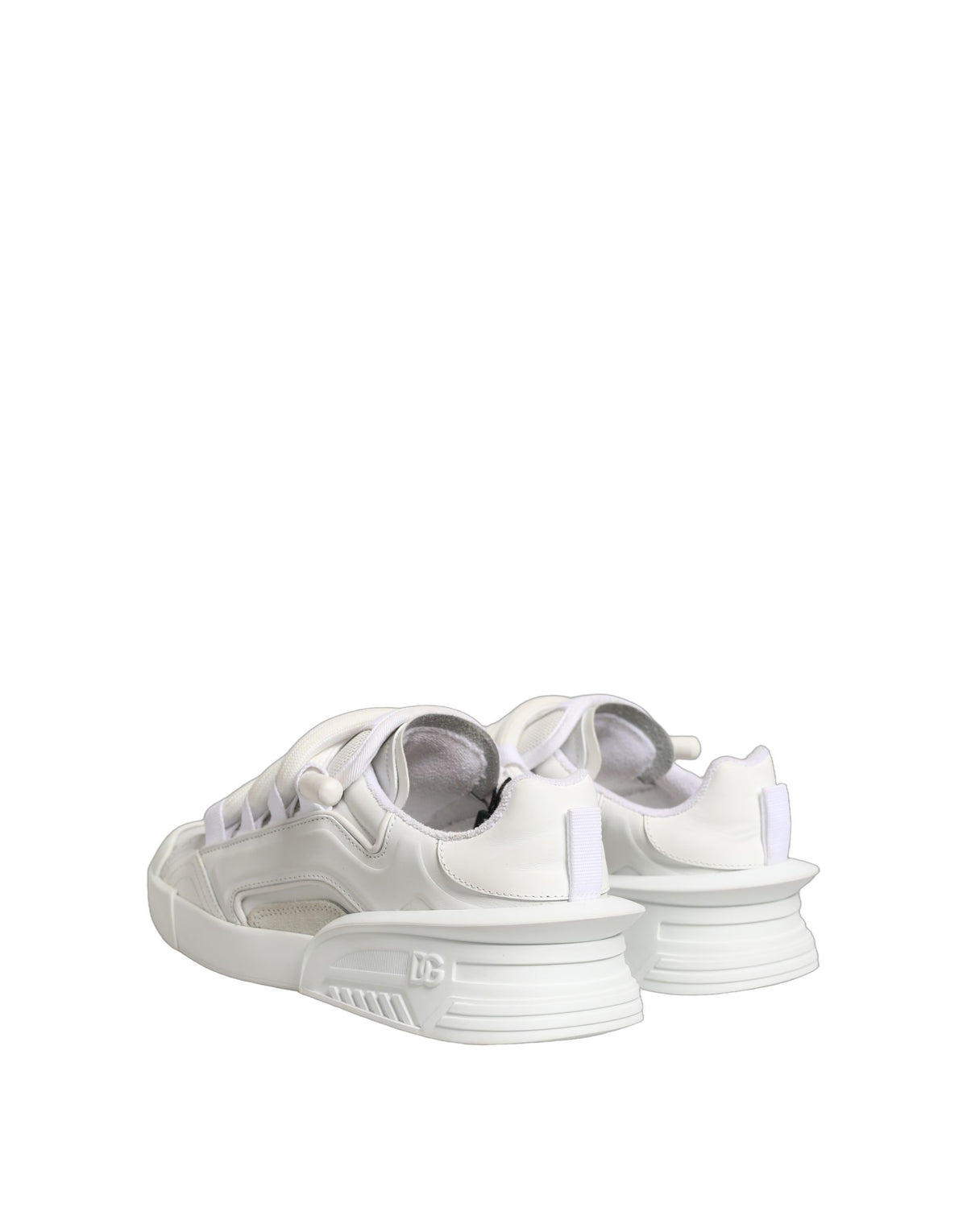 Dolce & Gabbana White Calfskin Leather Low Top Sneakers Men's Shoes