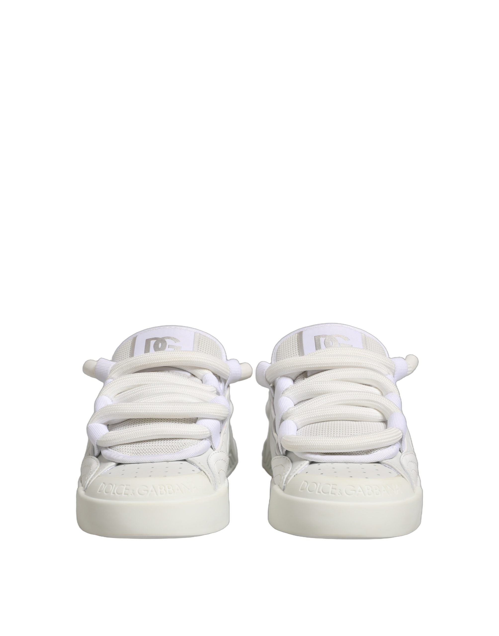 Dolce & Gabbana White Calfskin Leather Low Top Sneakers Men's Shoes (Pre-Owned)